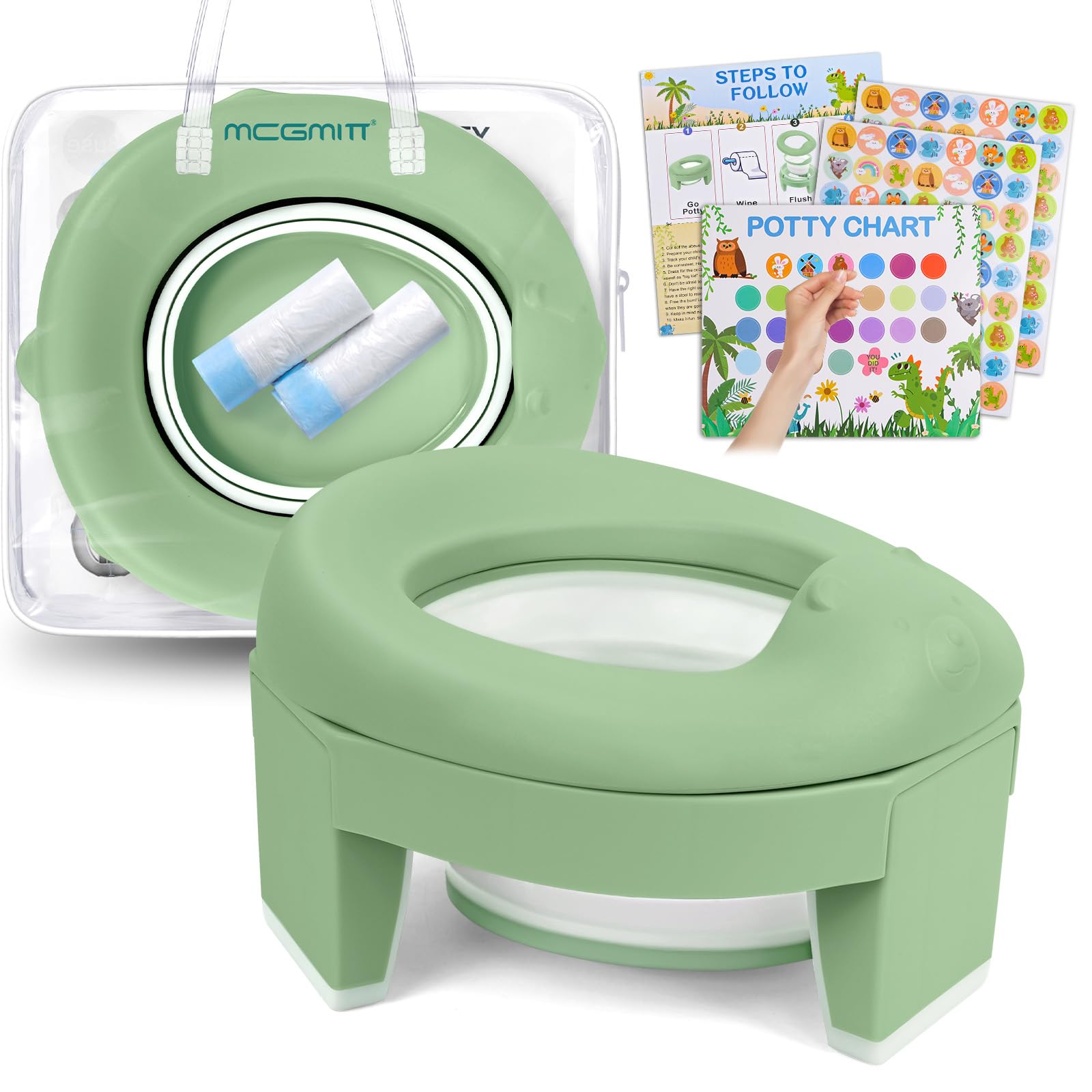 MCGMITT front view open foldable potty showing ease of setup and portability