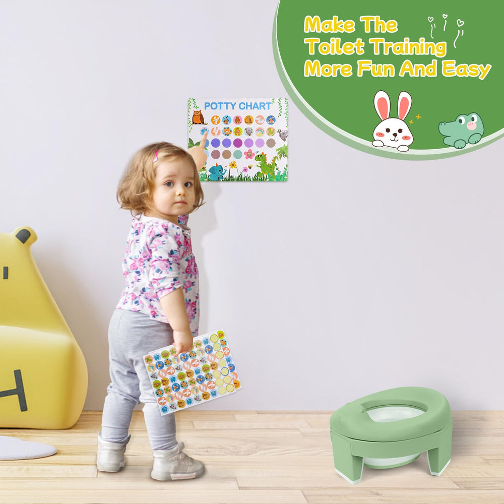 MCGMITT potty displayed with potty chart and reward stickers to motivate