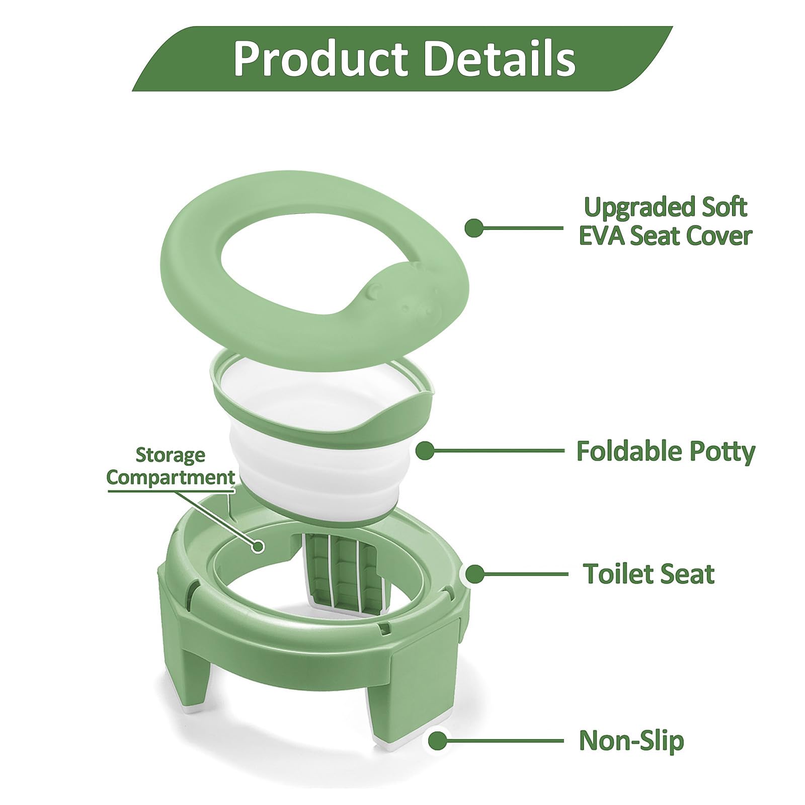 MCGMITT potty with disposable drawstring bag installed for quick cleanup