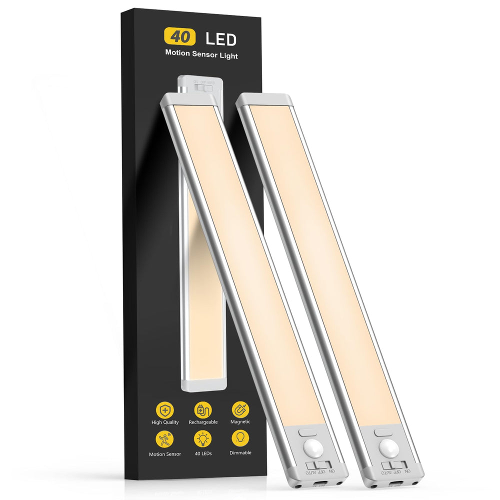 MCGOR front view of 2-pack under cabinet lights showing compact profile and convenience