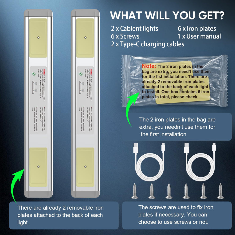 MCGOR two lights on magnetic pads while recharging for cordless use