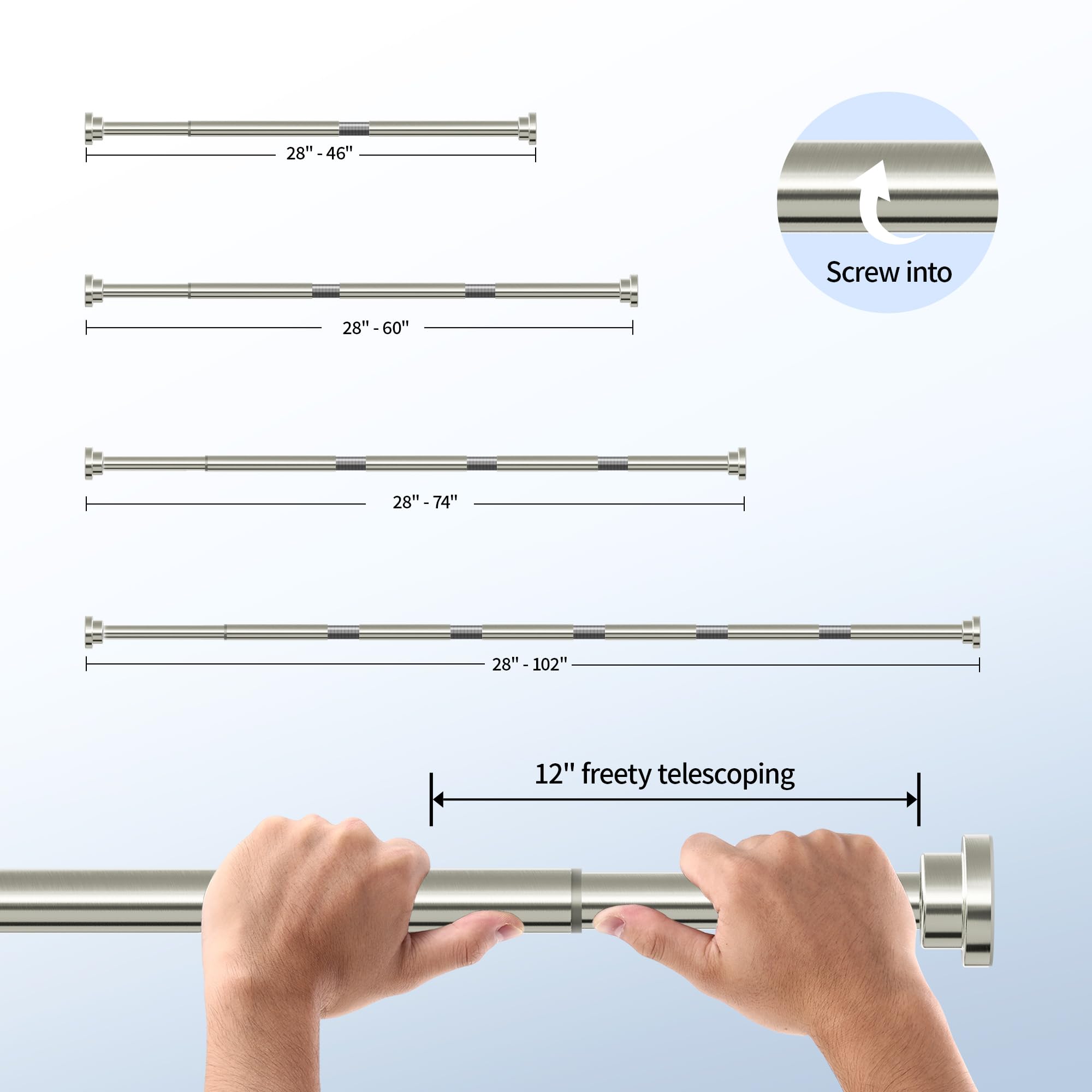 Mcrbeay installed in shower stall holding curtain securely without tools