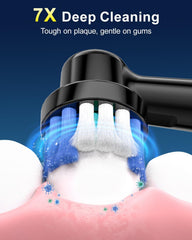 MCUDKIK close-up of compact brush head illustrating gentle bristles and precise reach