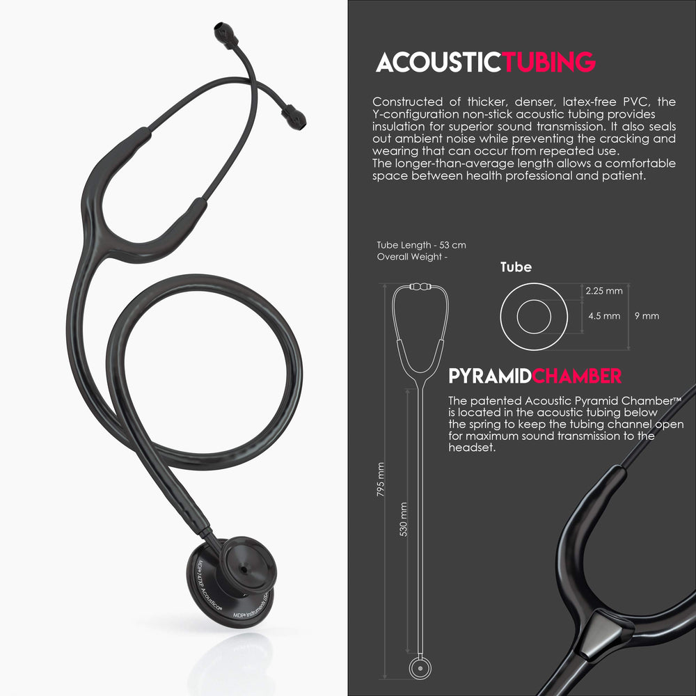 MDF Instruments stethoscope on clinical drape staged for bedside use indicating professional readiness