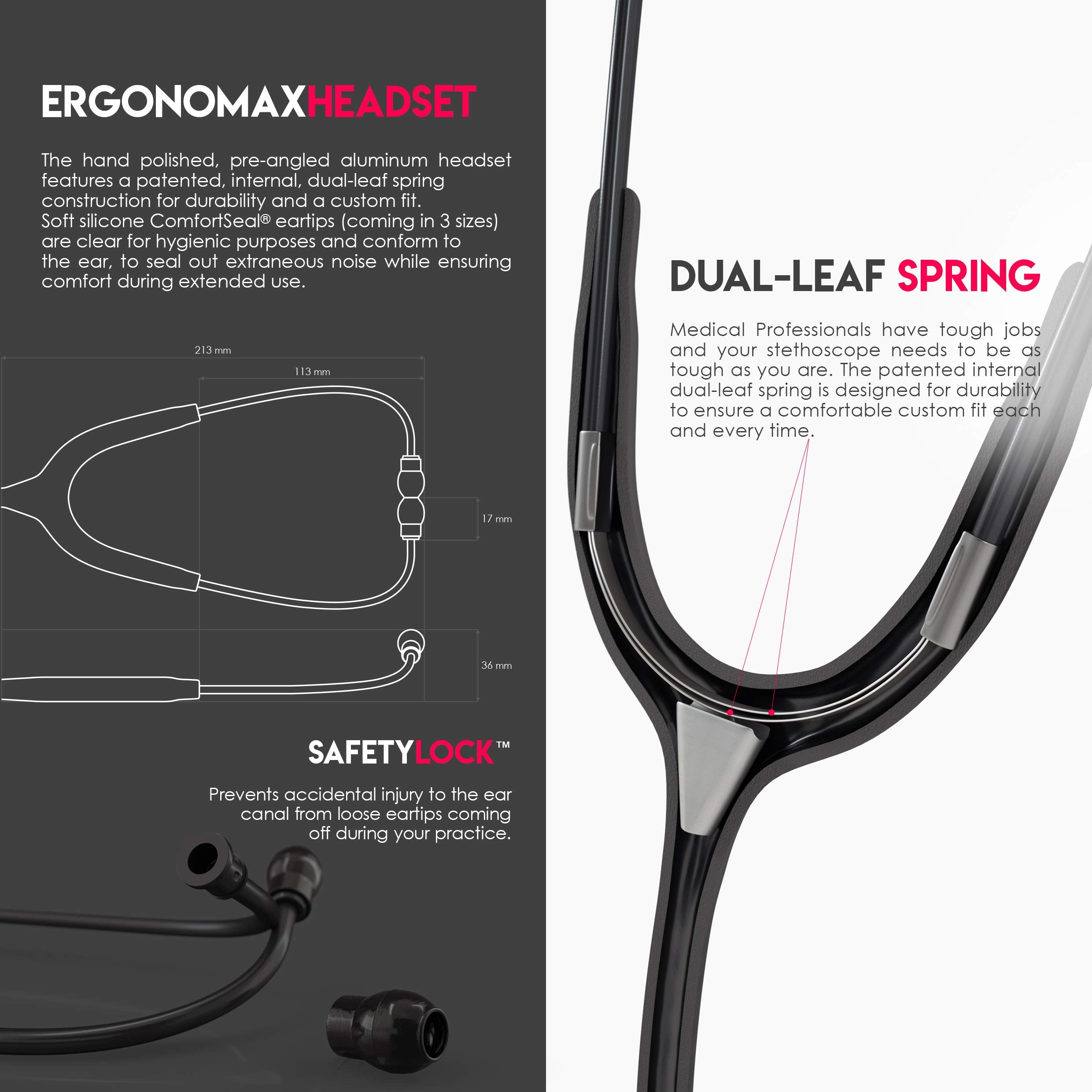 MDF Instruments stethoscope held in hand to show scale and lightweight wearing comfort