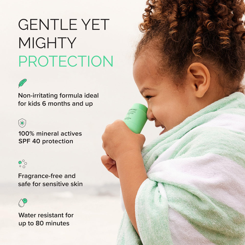 MDSolarSciences KidStick applied to child's cheek for easy use