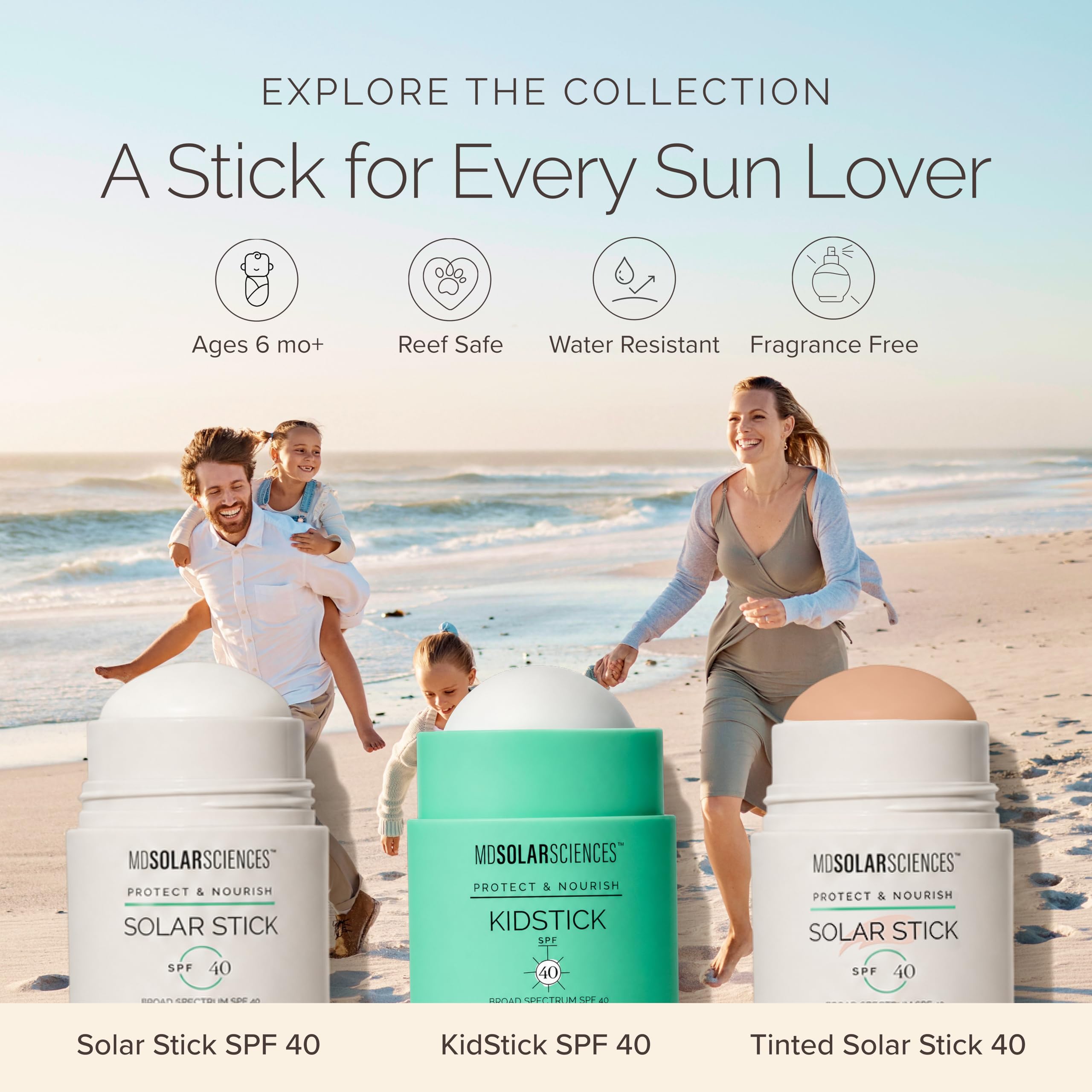 MDSolarSciences KidStick in beach scene supporting all-day outdoor play