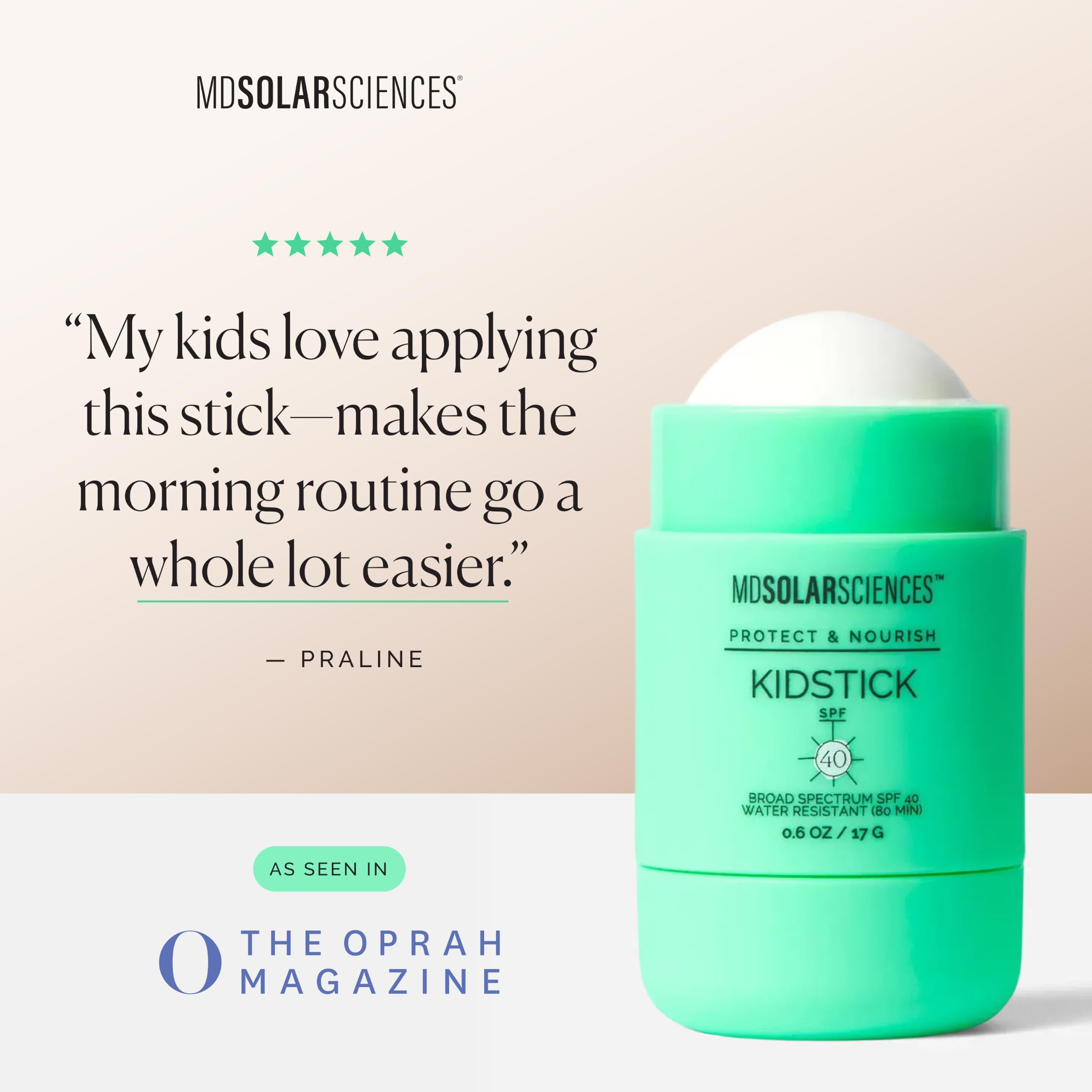 MDSolarSciences KidStick on wet skin demonstrating water-resistant benefit