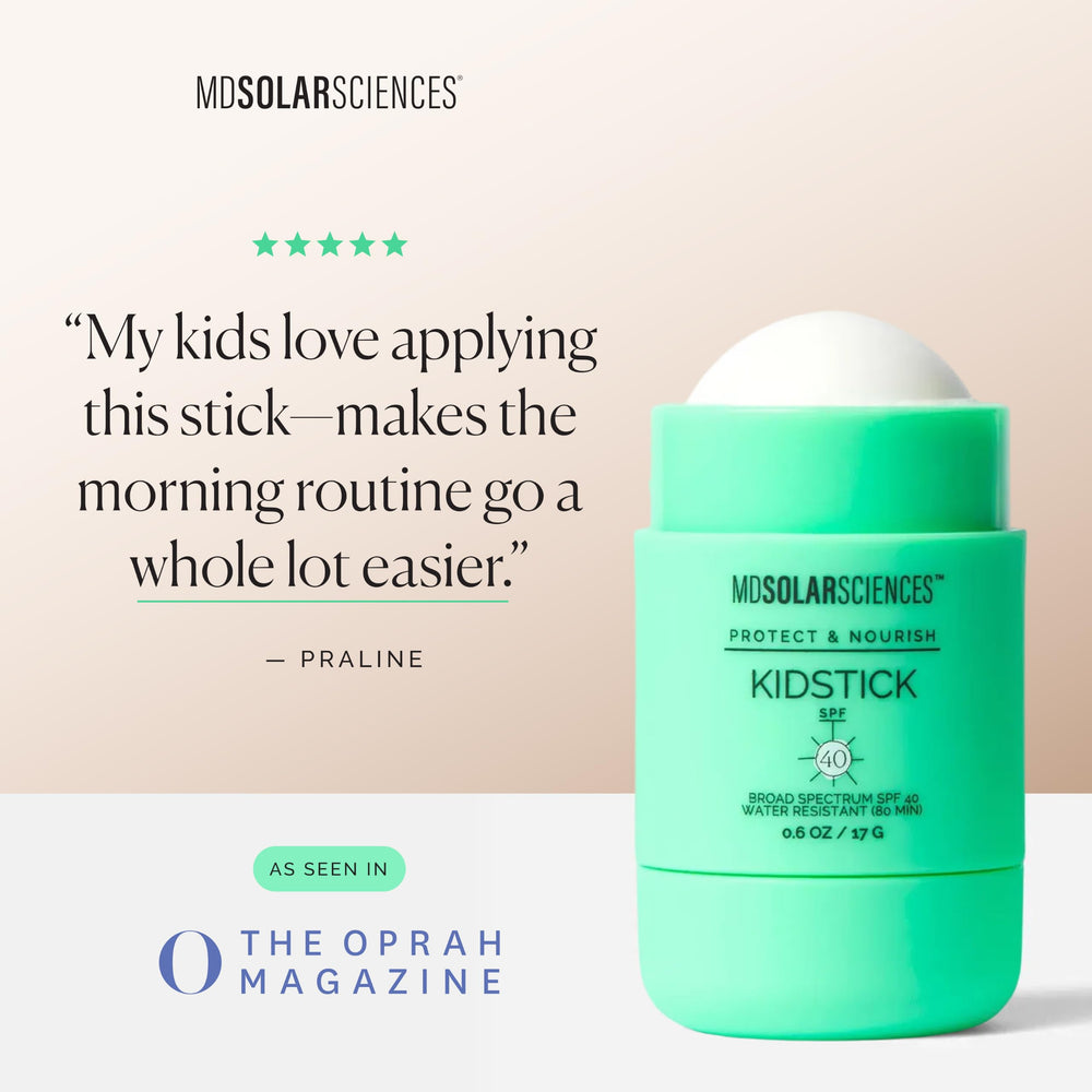 MDSolarSciences KidStick on wet skin demonstrating water-resistant benefit