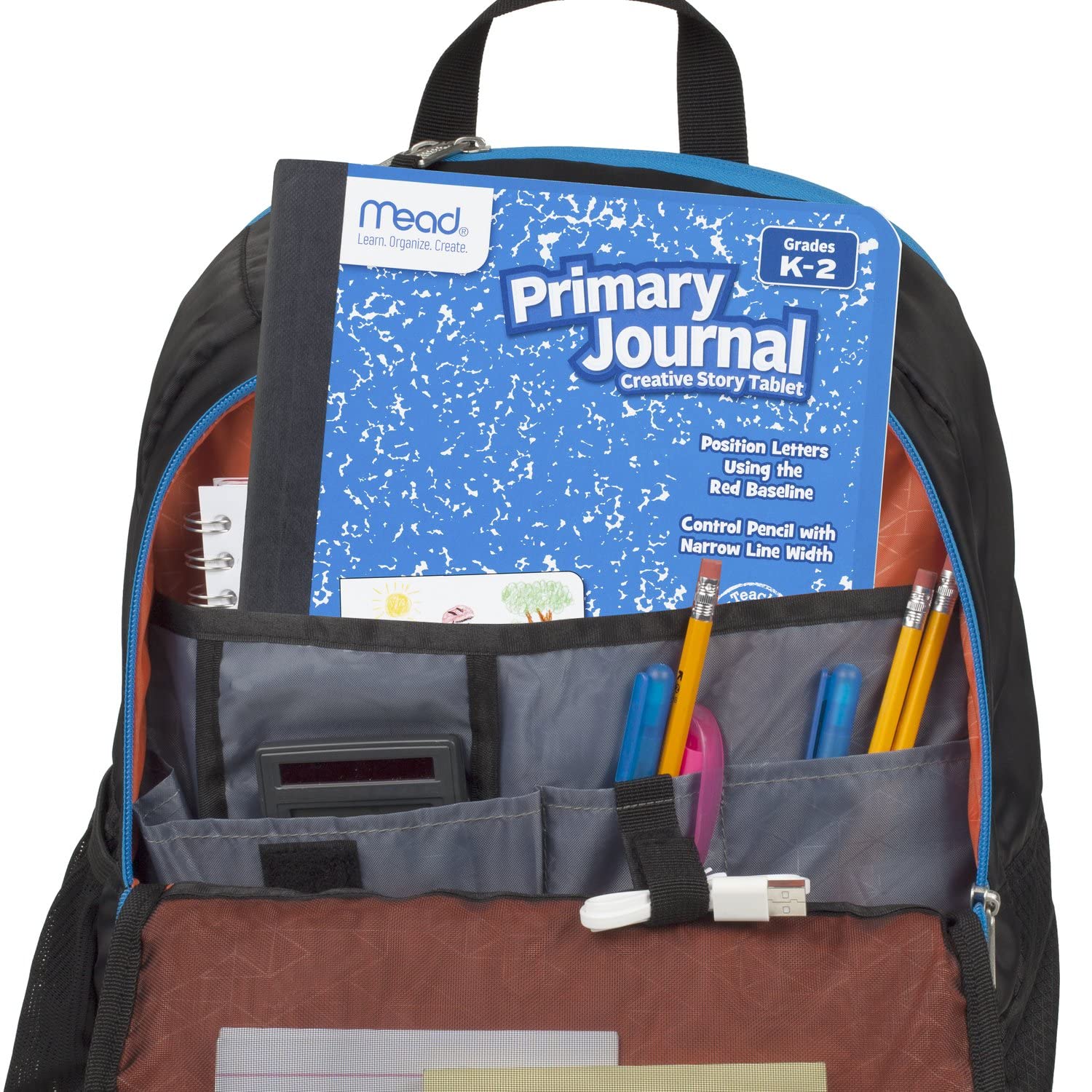 Child using Mead journal to draw and write, encouraging creativity and handwriting practice