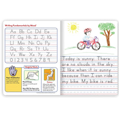 Mead primary journal close-up of solid and dotted primary lines for consistent handwriting