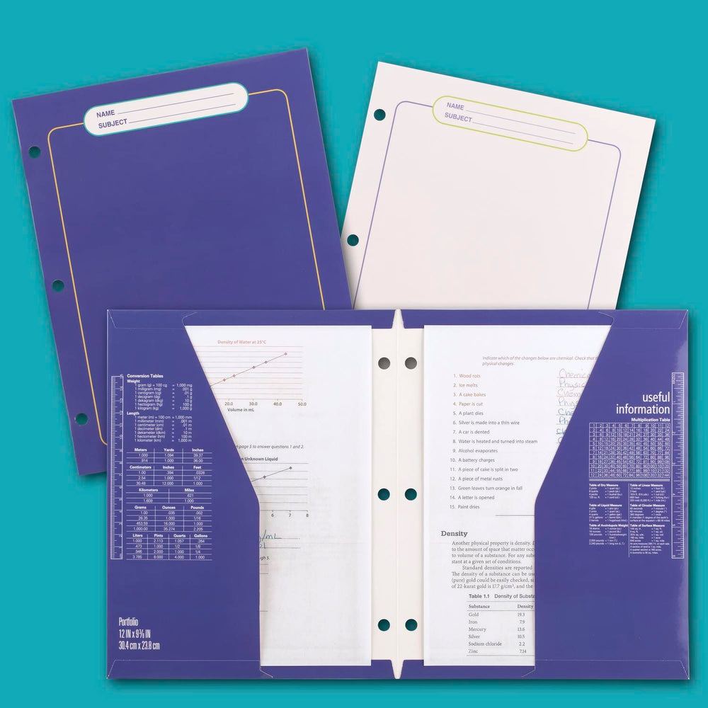 Mead Trapper Keeper inside pocket with handouts for extra storage and quick access