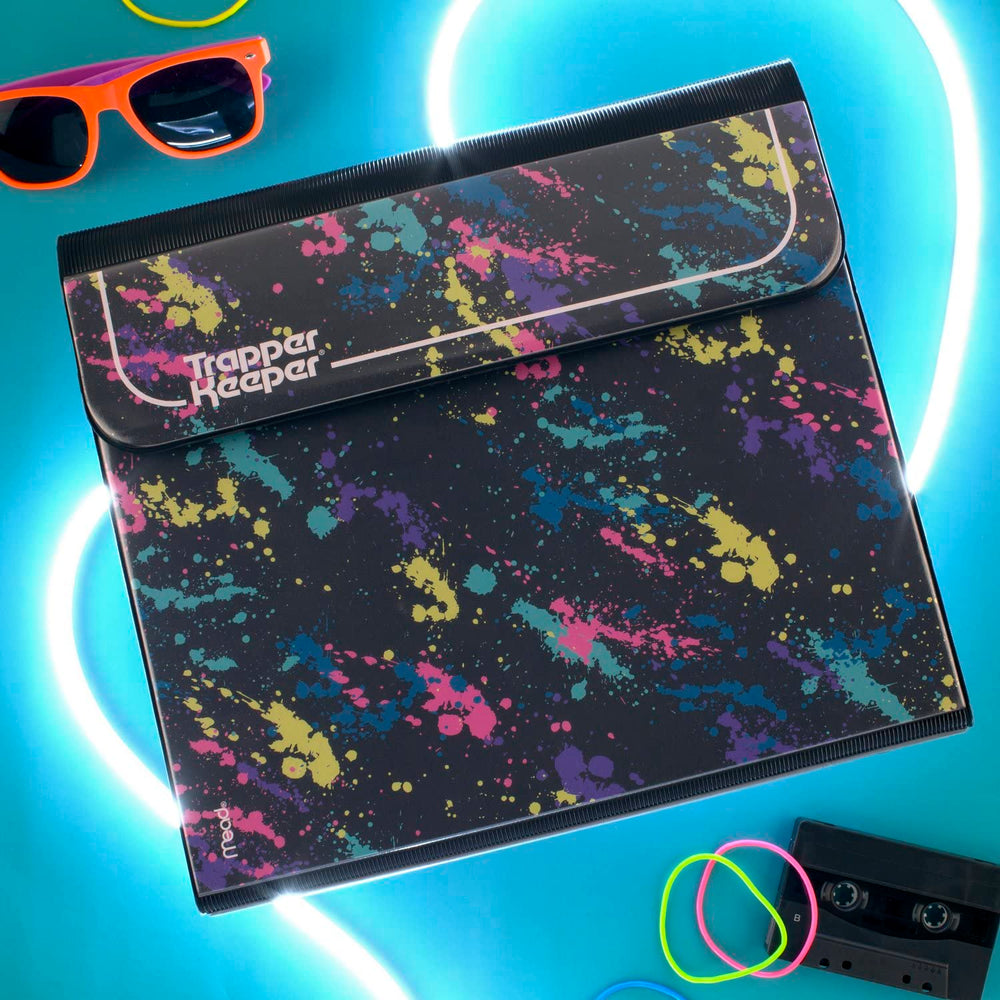 Mead Trapper Keeper on a school desk lifestyle shot showing style and everyday use