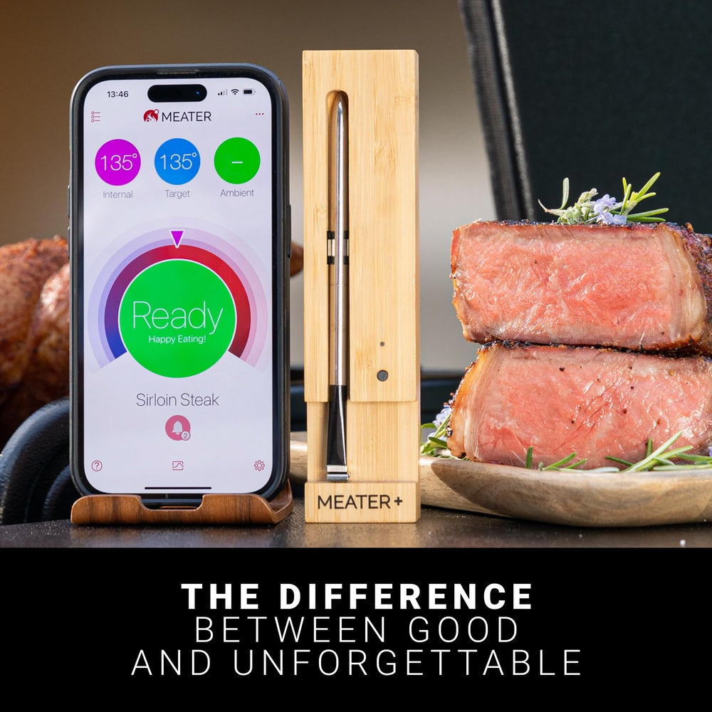 MEATER Plus probe placed in dishwasher rack showing easy cleanup and dishwasher-safe benefit