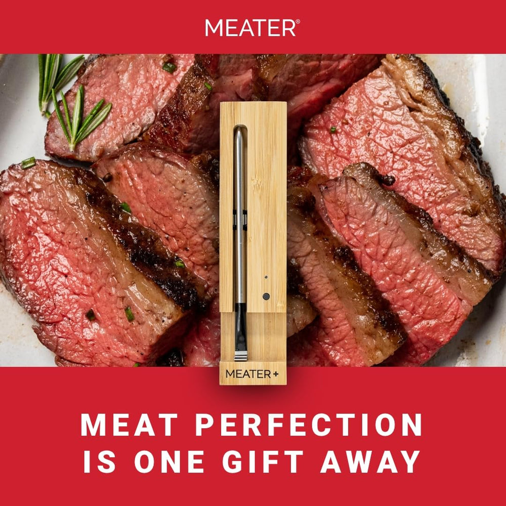 Outdoor patio grill scene with MEATER Plus in use highlighting remote monitoring convenience benefit