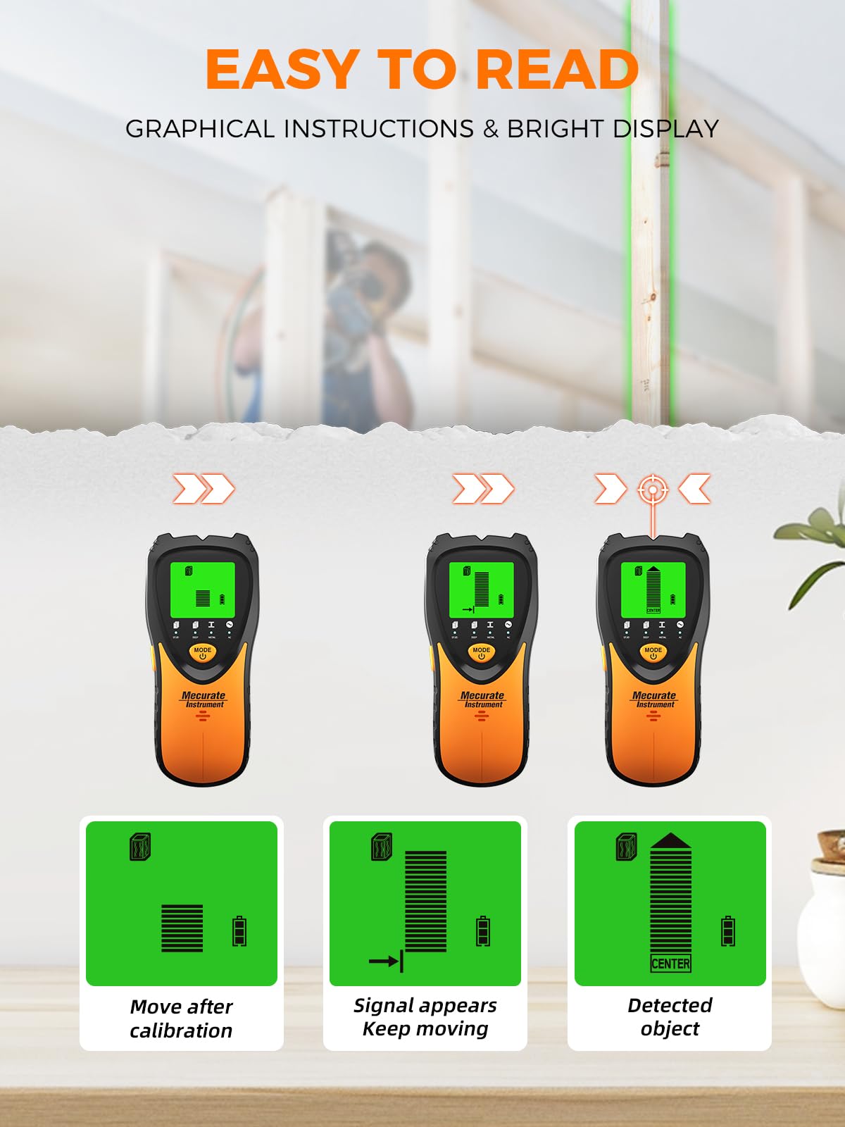 Mecurate close-up of sensors demonstrating precise wall scanning