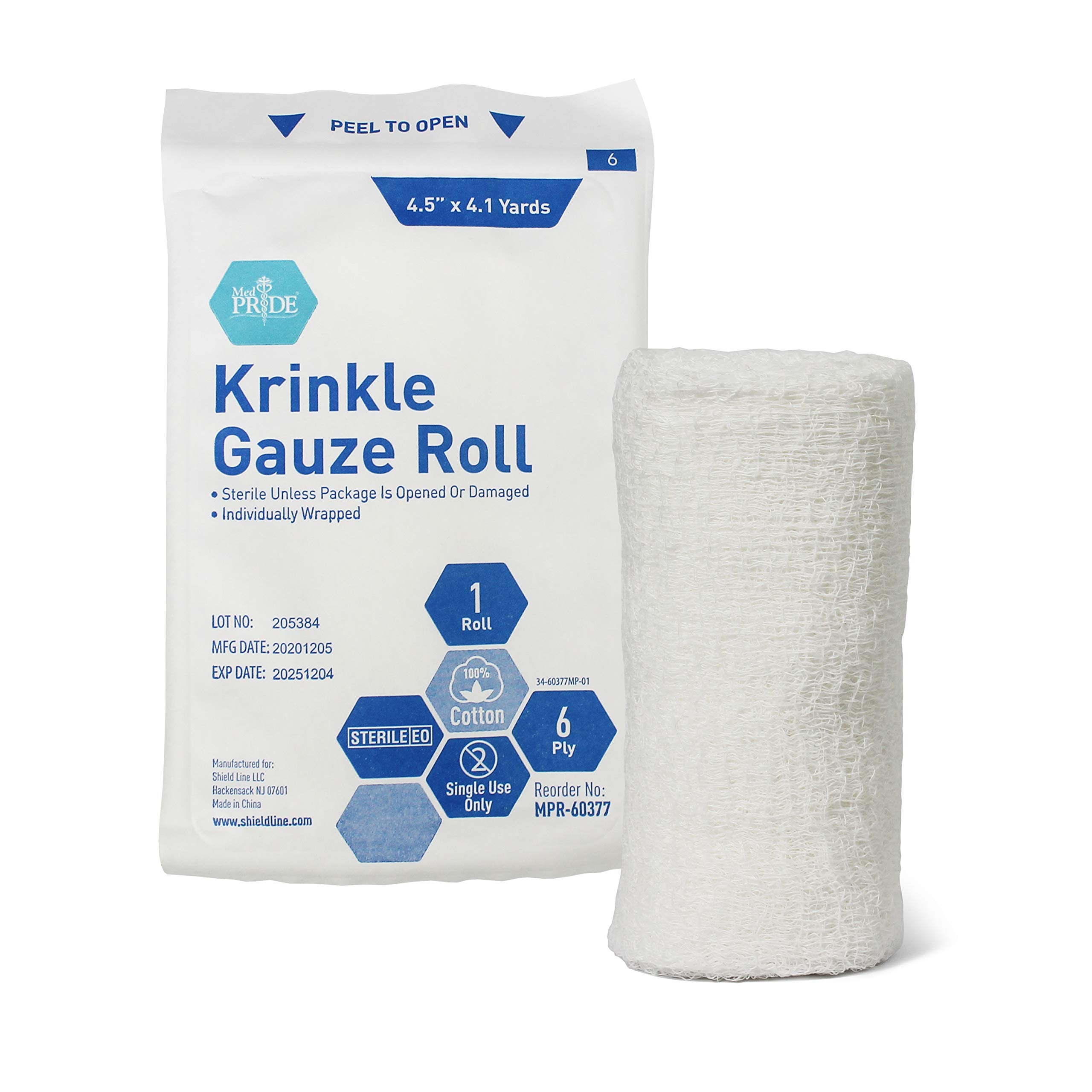 MED PRIDE unwrapped gauze roll displaying soft 6-ply cotton layers for reliable absorbency