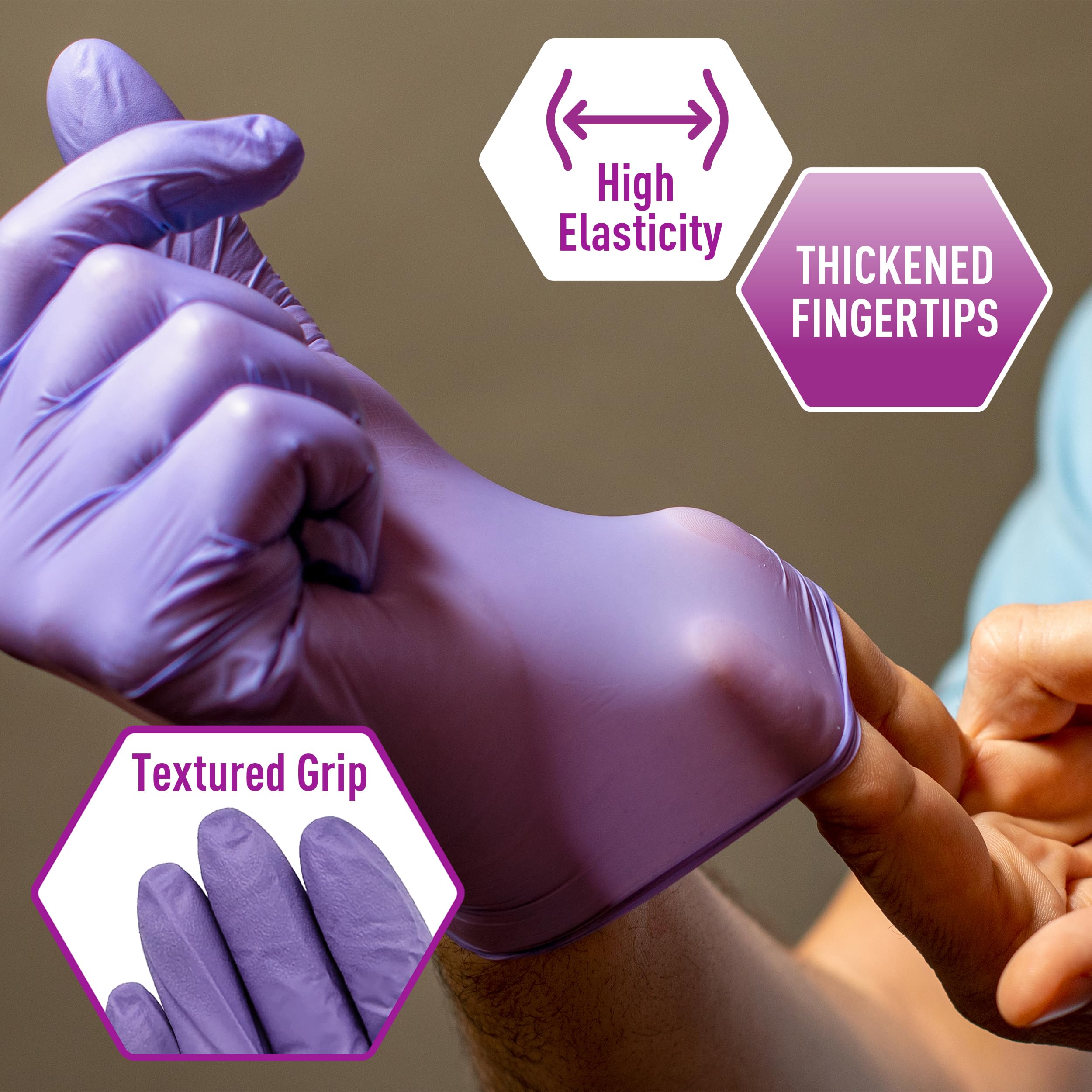 MED PRIDE gloves worn during procedure demonstrating tactile control