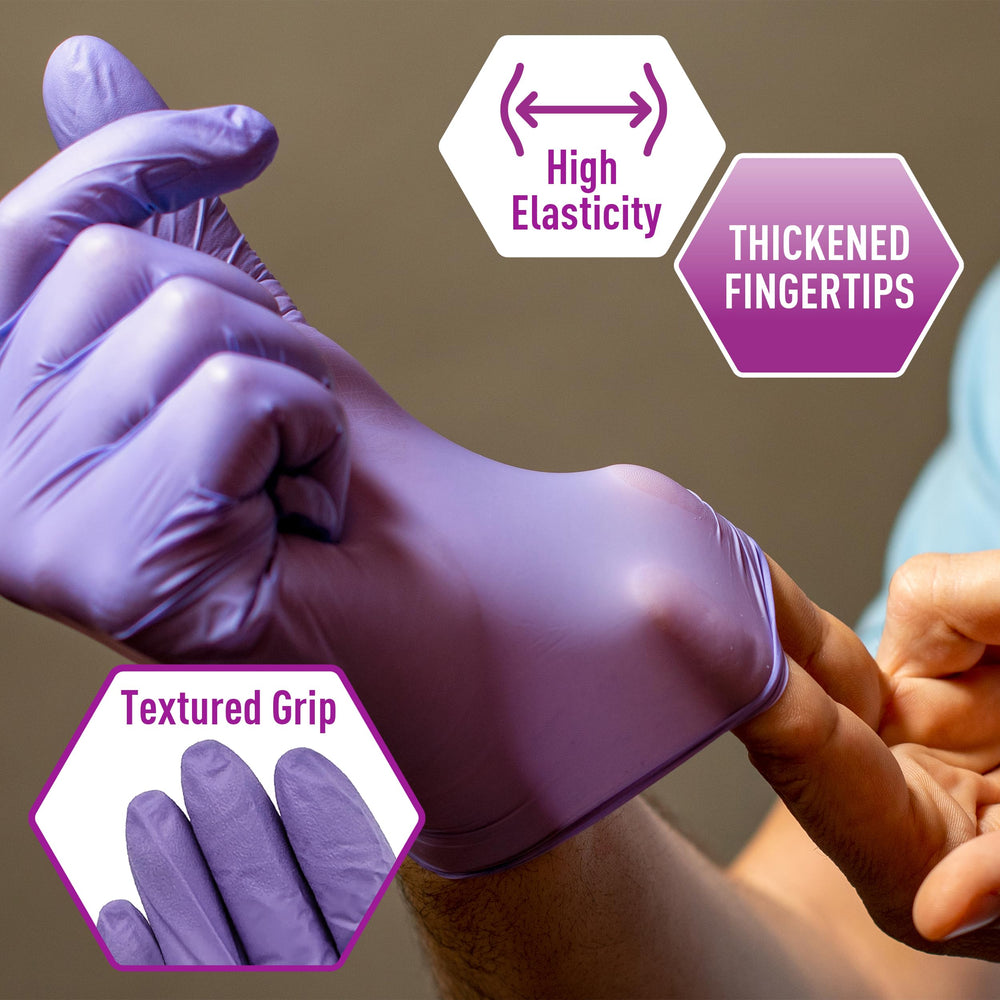 MED PRIDE gloves worn during procedure demonstrating tactile control