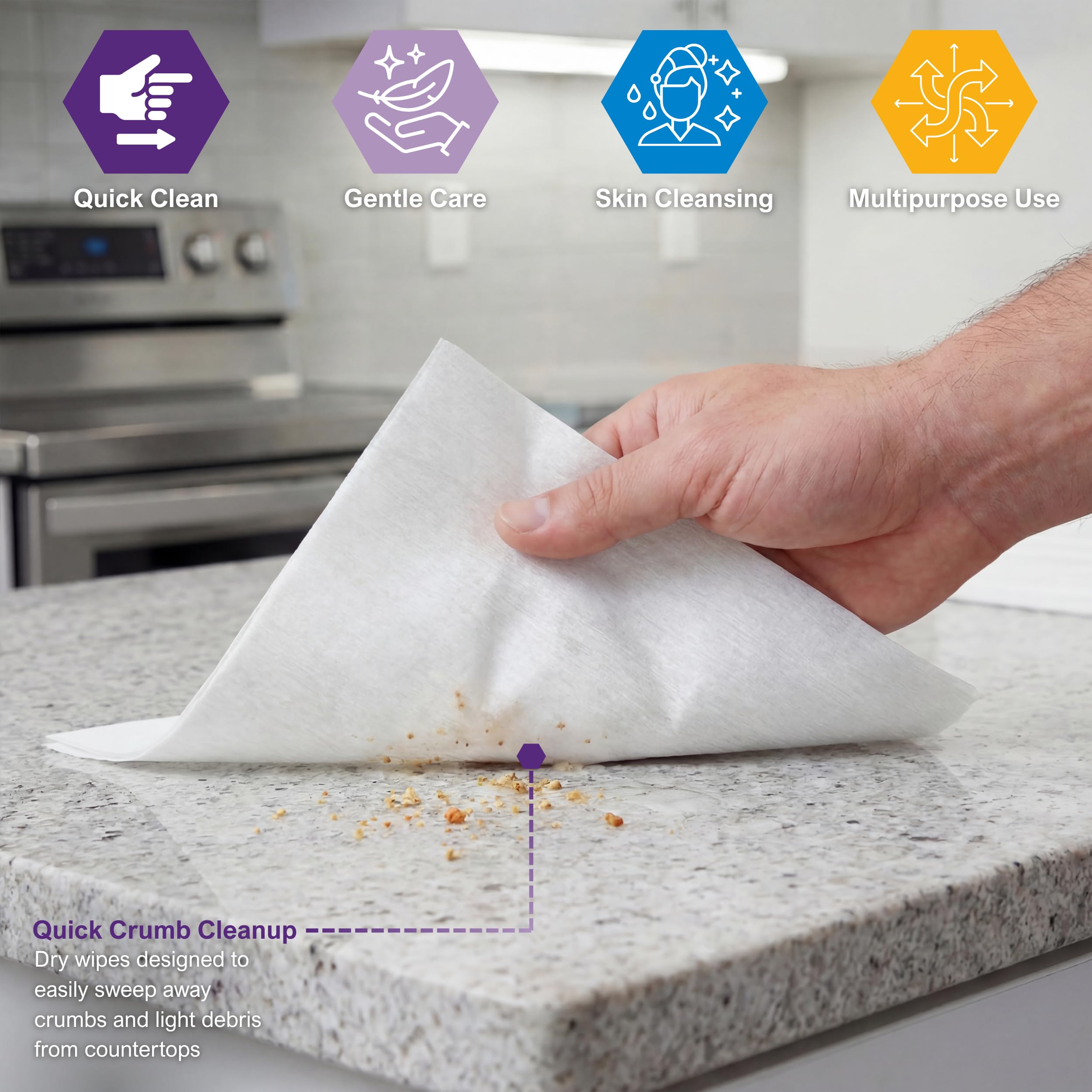 MED PRIDE moistened wipe in hands demonstrating easy activation and gentle cleanse