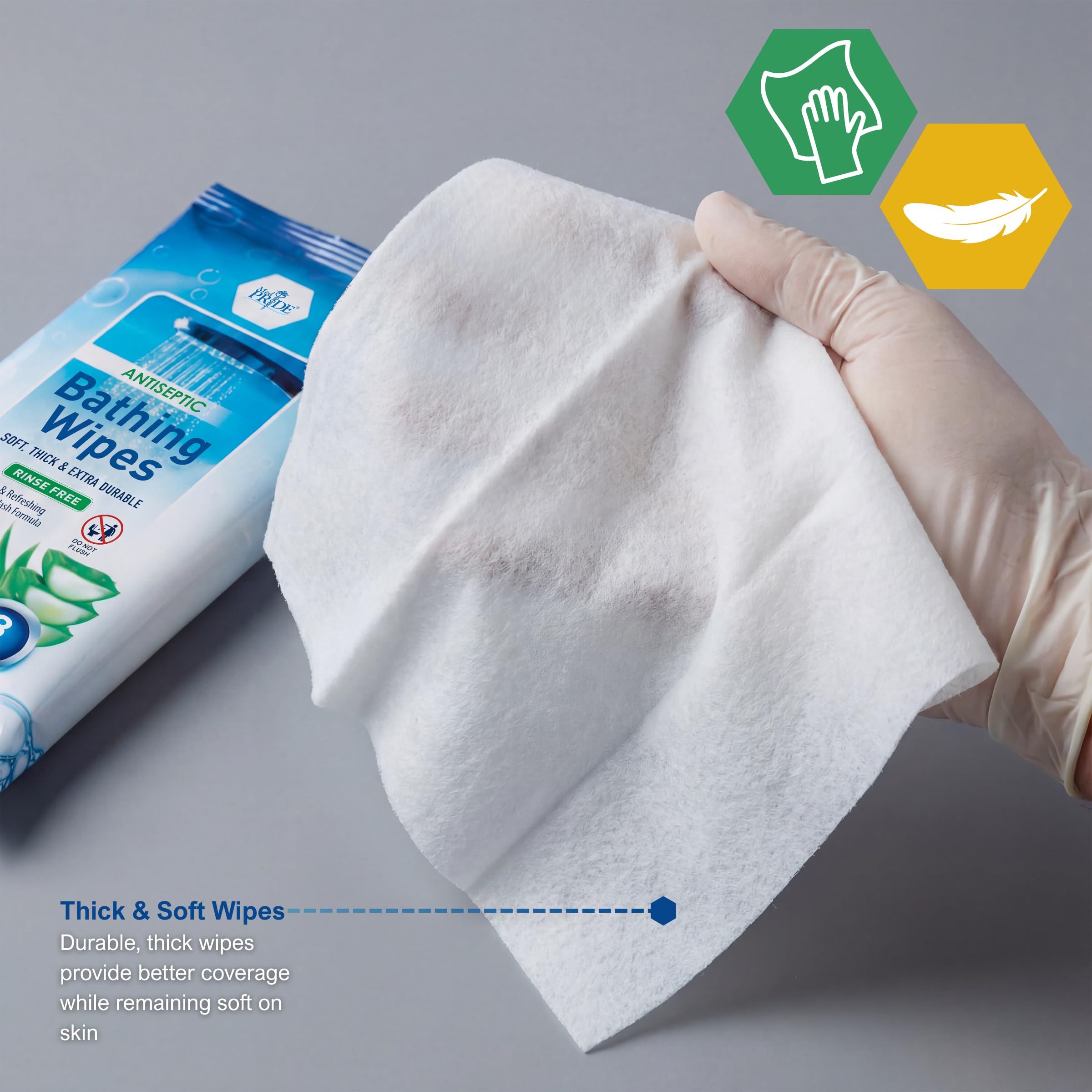 MED PRIDE open pouch displaying eight hospital-grade wipes
