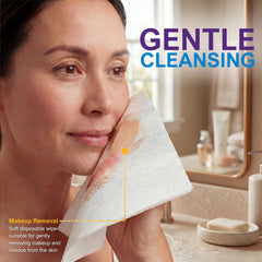 MED PRIDE using wipe on face illustrating delicate touch for sensitive skin