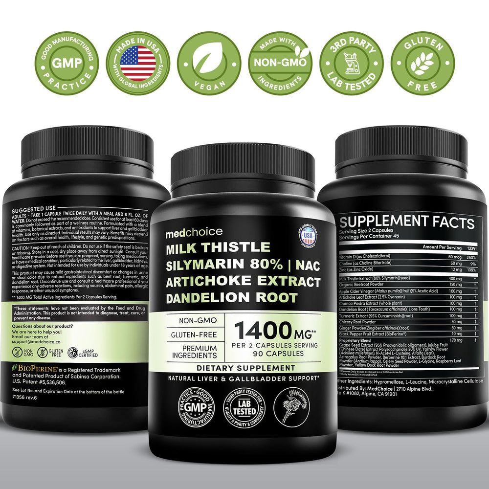 MEDCHOICE packaging box display showing clean label and vegan certification details