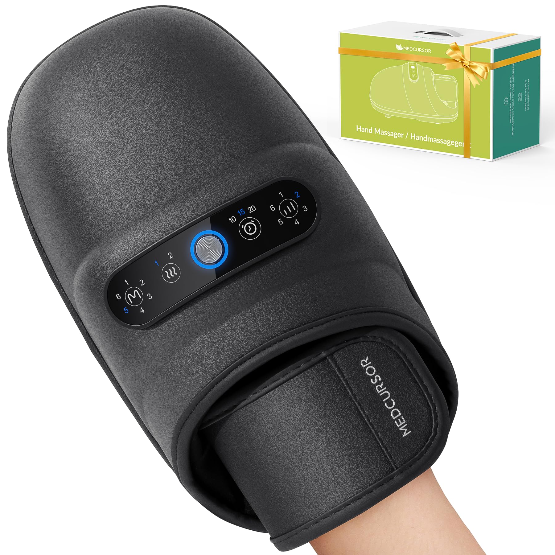 Medcursor front view showing device and ergonomic design for easy hand relief