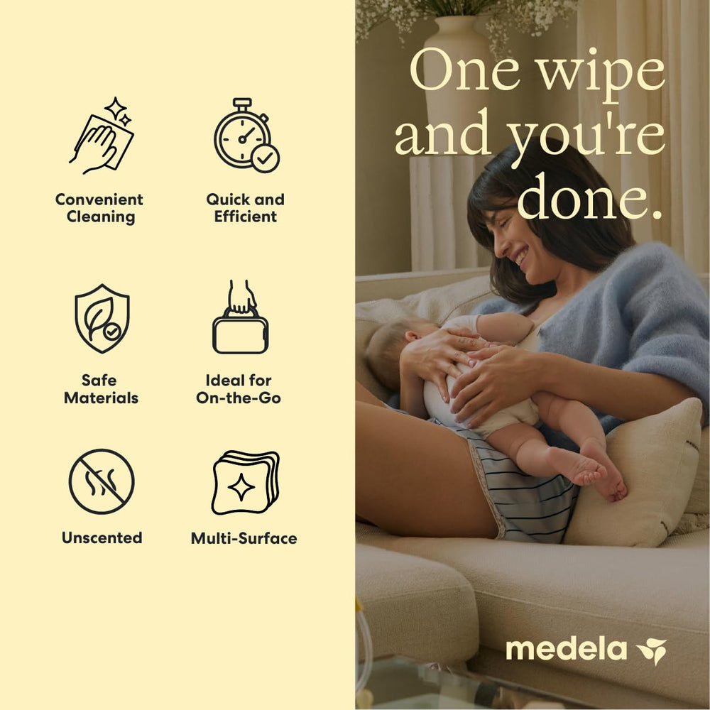Medela wipe texture close-up illustrating soft plant-based material for gentle cleaning