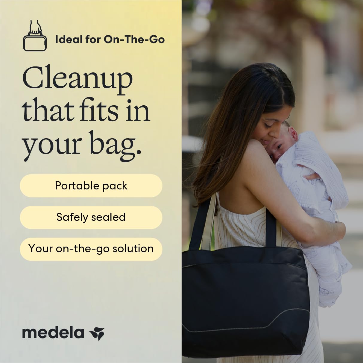 Medela wipe cleaning pacifier and toy showing multi-use cleaning for baby items