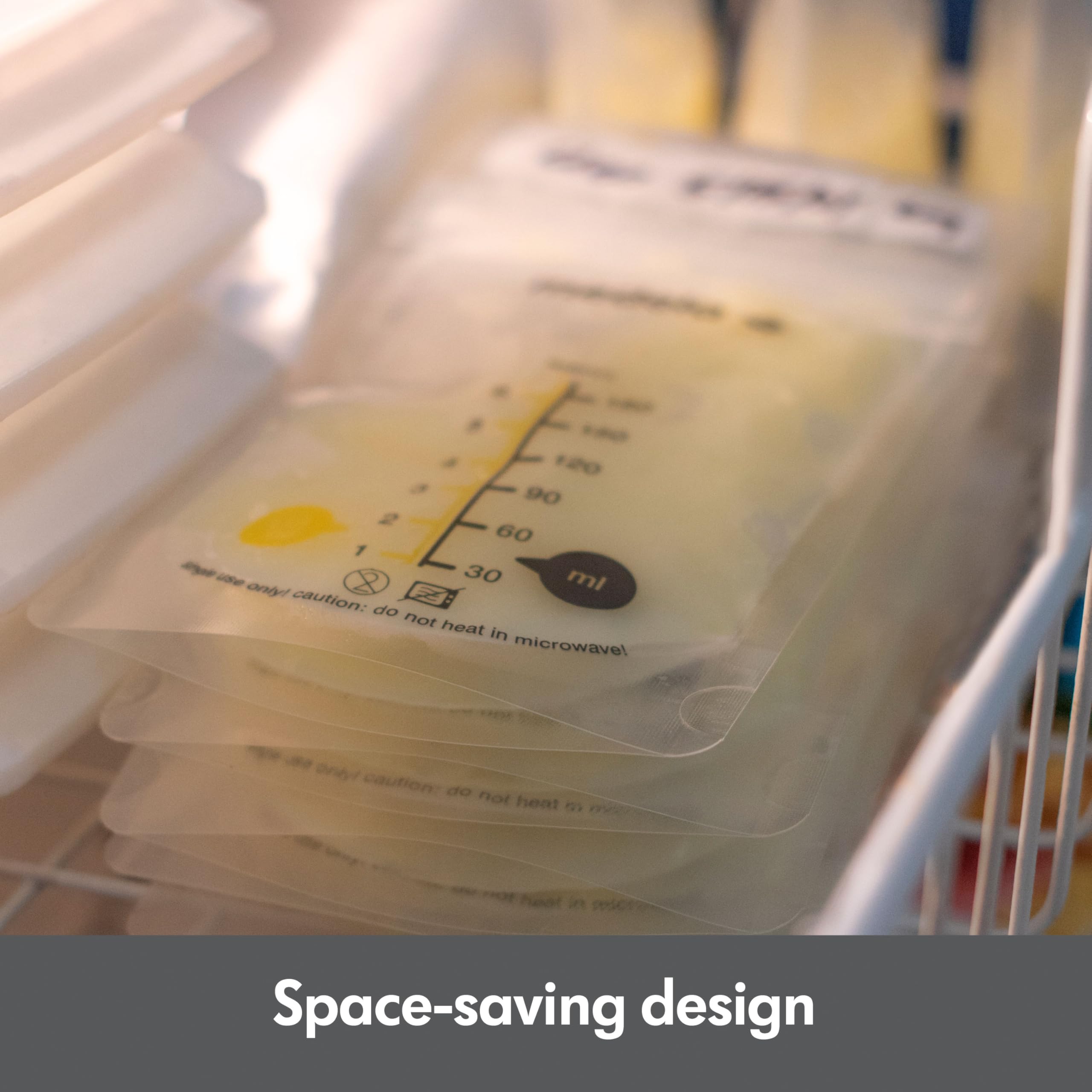 Medela write-on panel detail for dating and tracking milk conveniently
