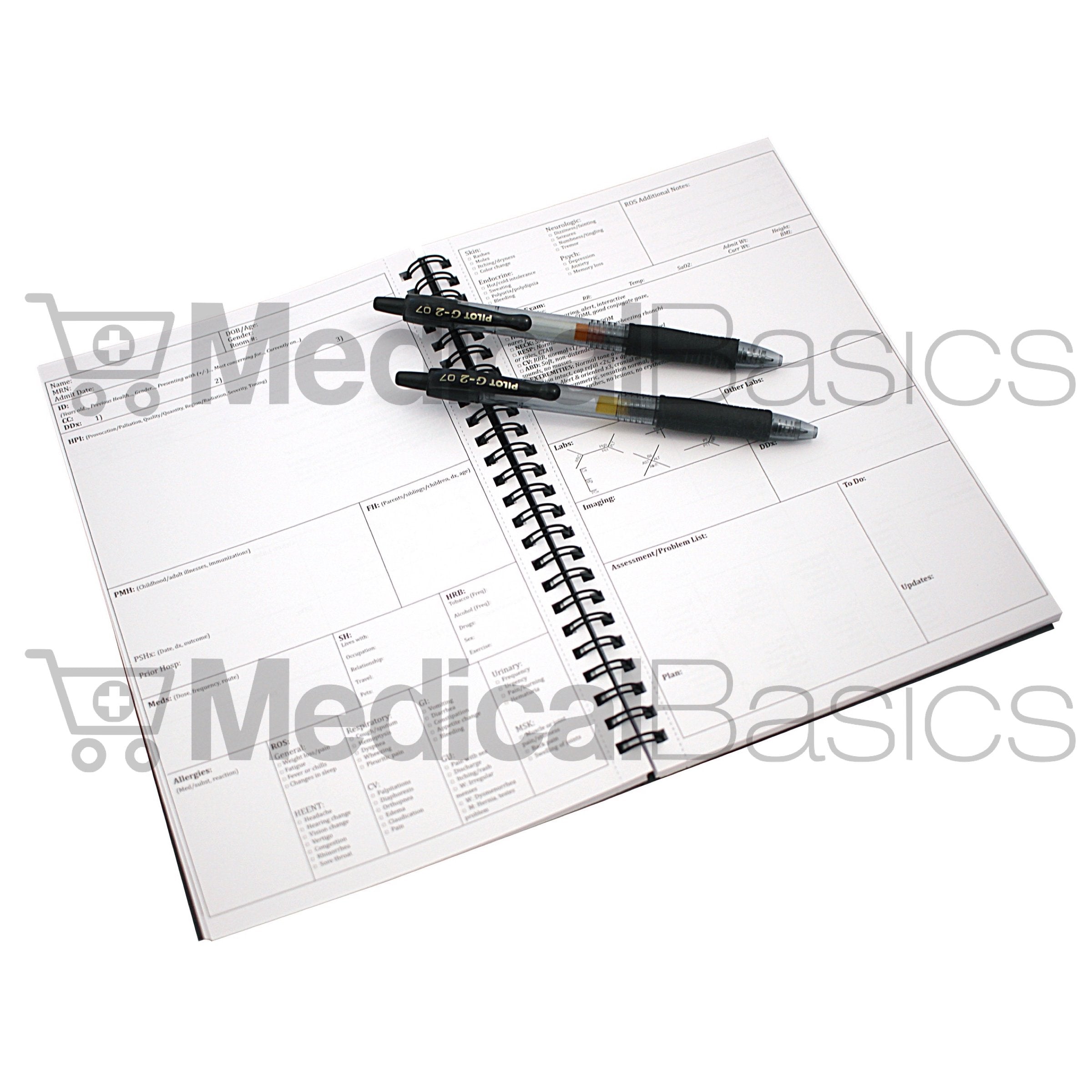 Medical Basics binding and cover detail showing premium wire bind that lays flat