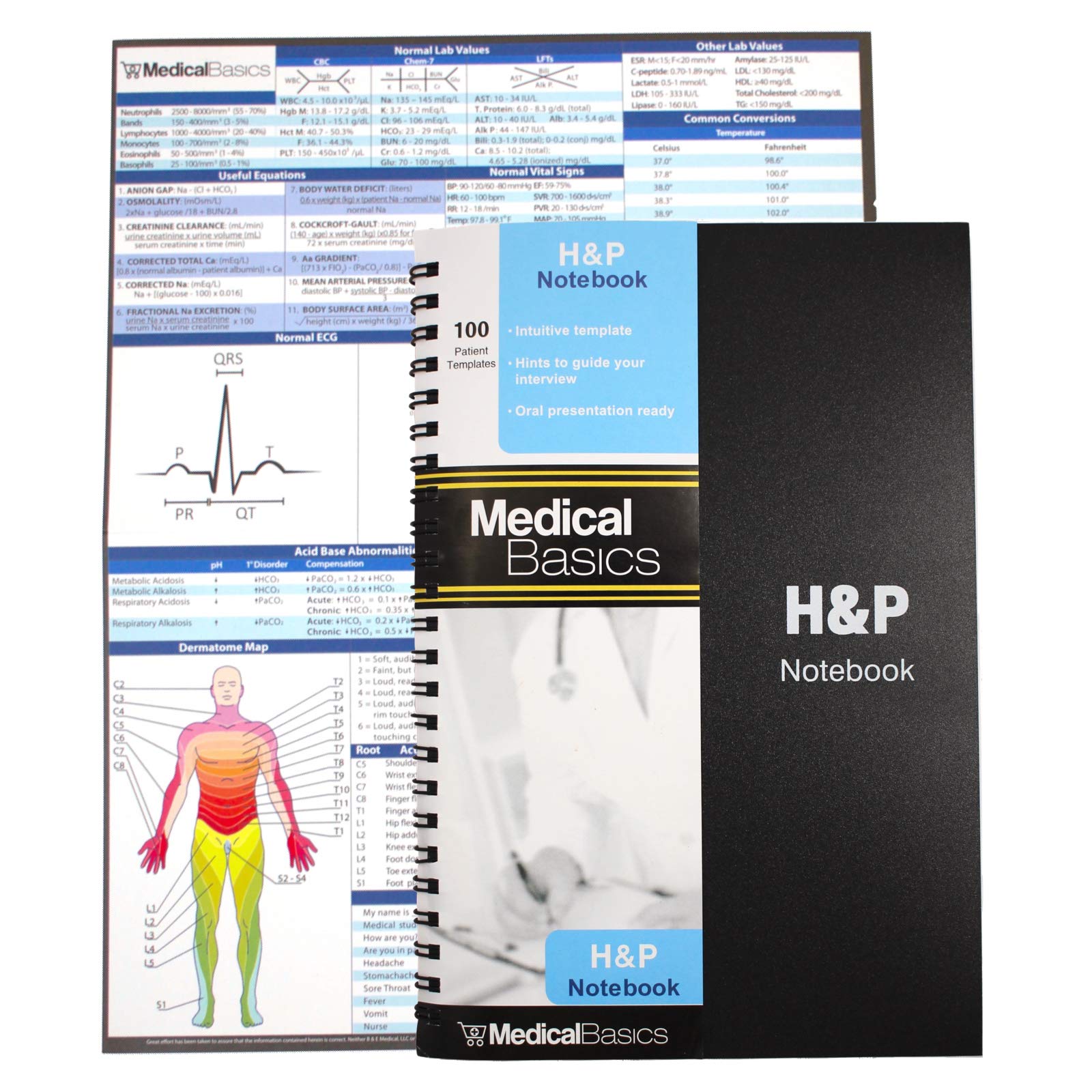 Medical Basics notebook front cover showing durable plastic and brand for protection