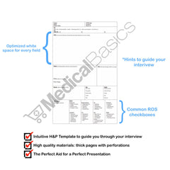 Medical Basics two-page template layout open to show organized fields and faster notes