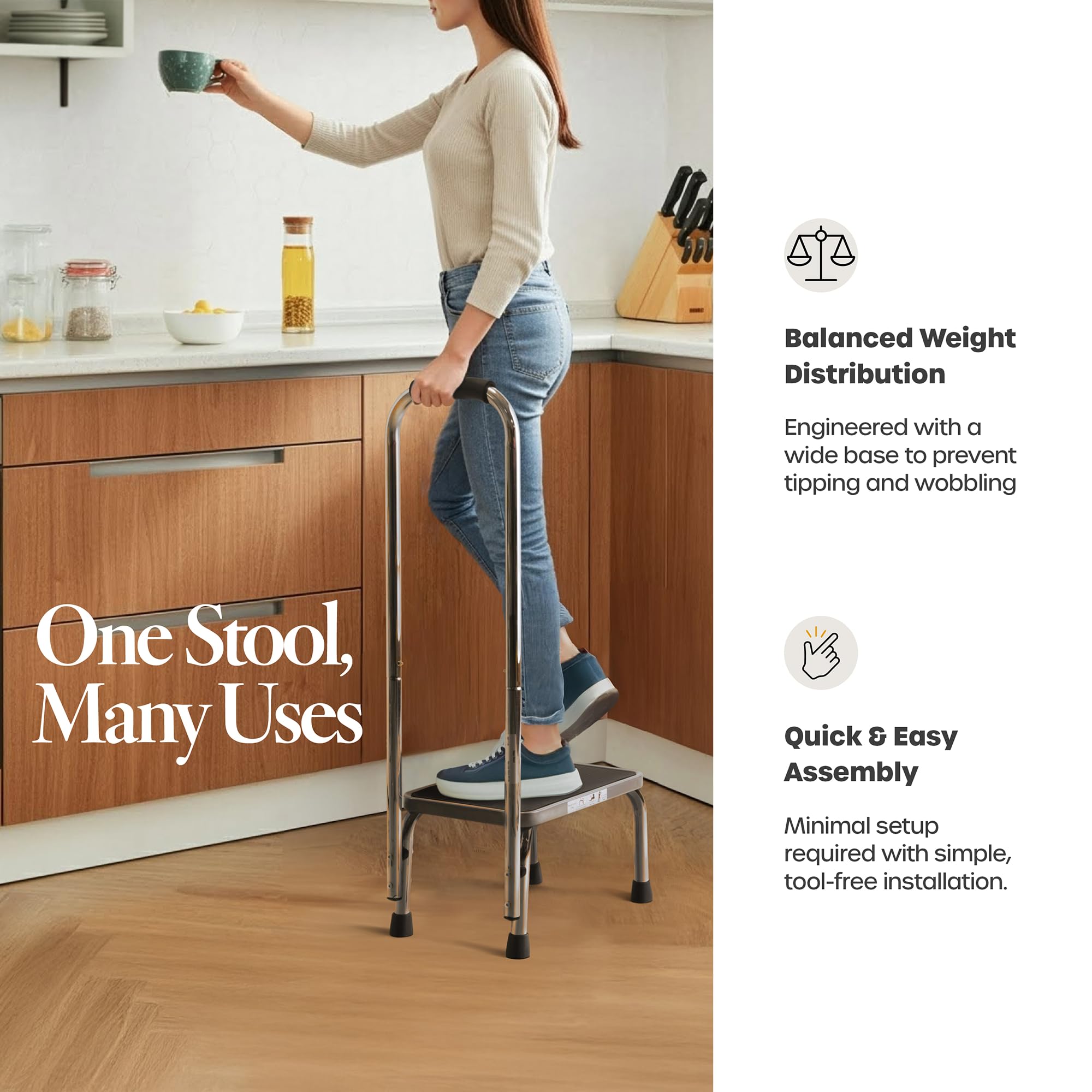 Medical king rubber feet under stool preventing slips on tile and protecting floors