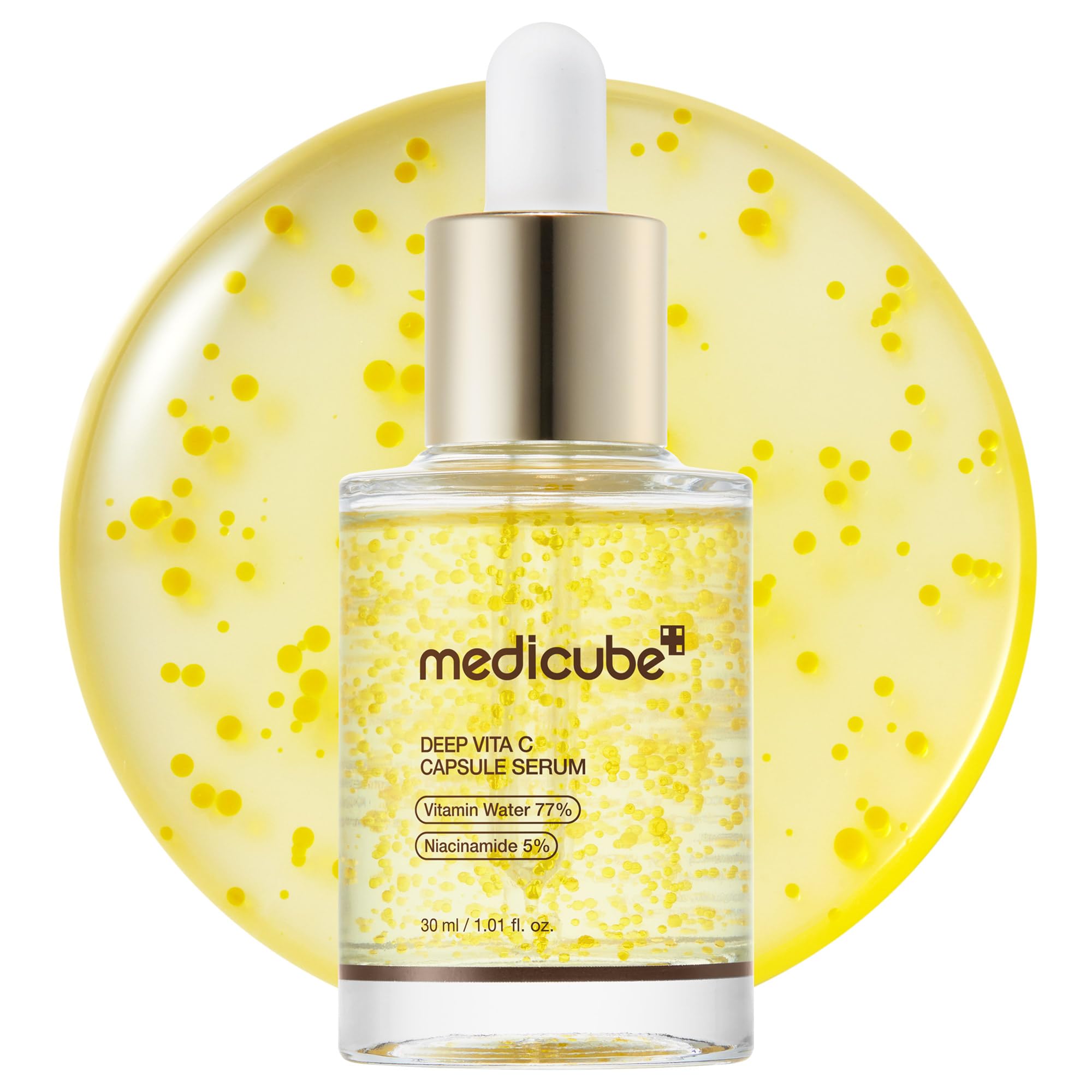medicube front packaging showing serum bottle and capsules for easy identification and shelf appeal