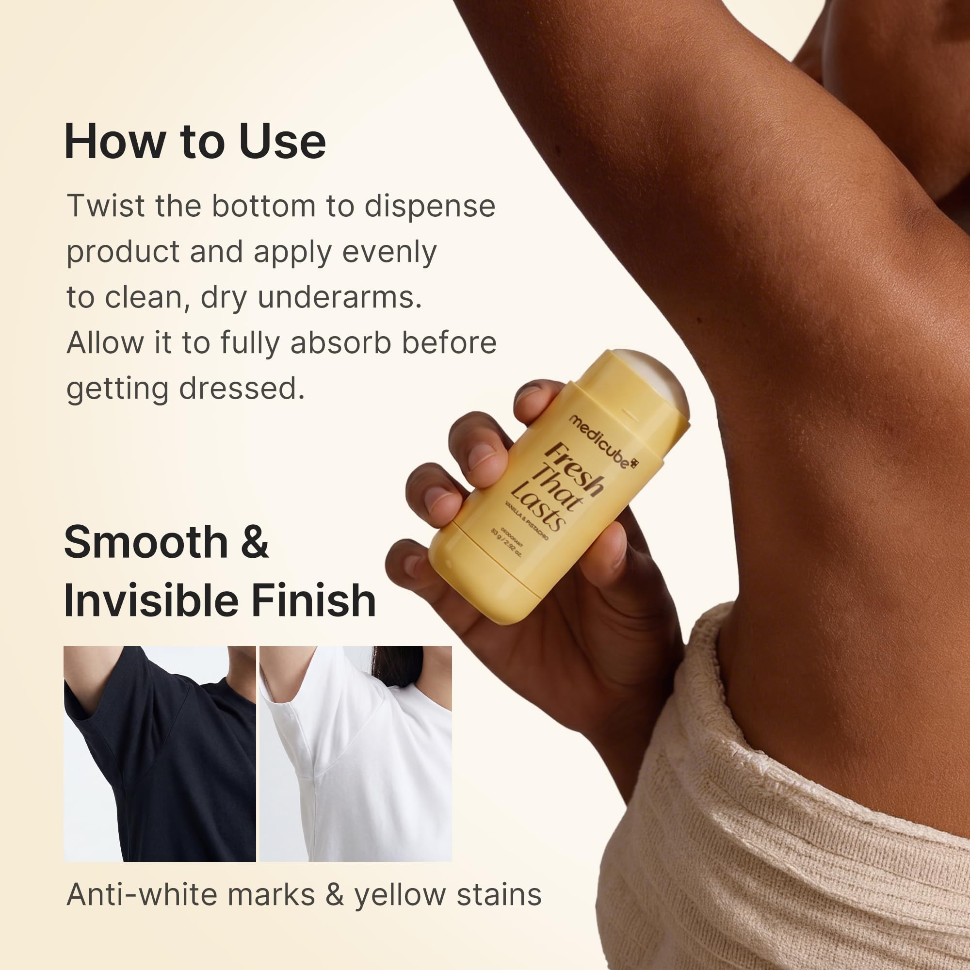 medicube stick held in hand to show compact travel-friendly size