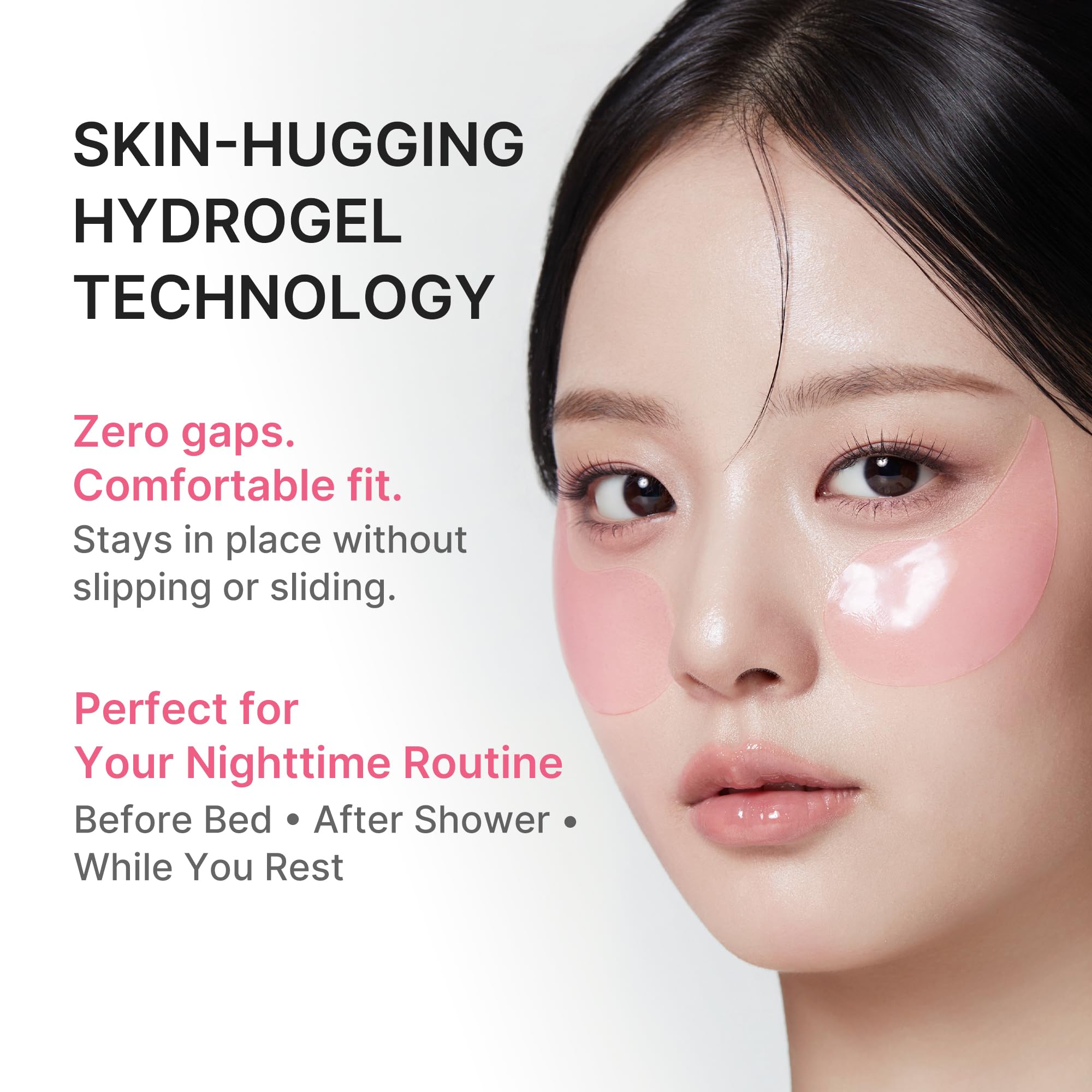 medicube patch applied under eye showing reduced puffiness and comfort