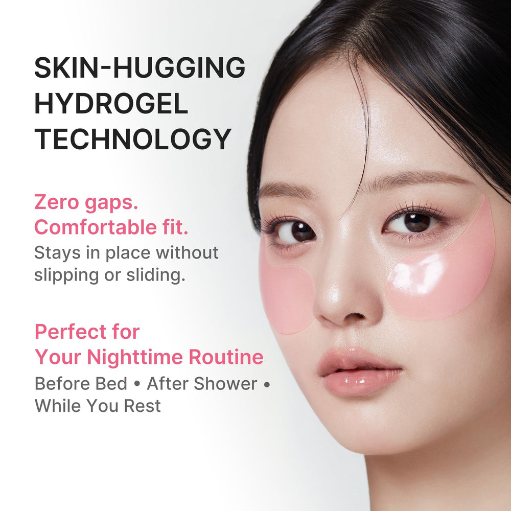 medicube patch applied under eye showing reduced puffiness and comfort