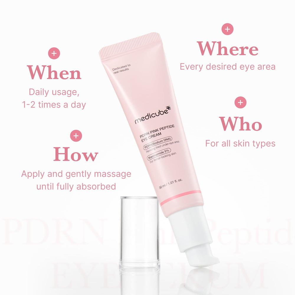 medicube application around eye showing gentle patting technique benefit