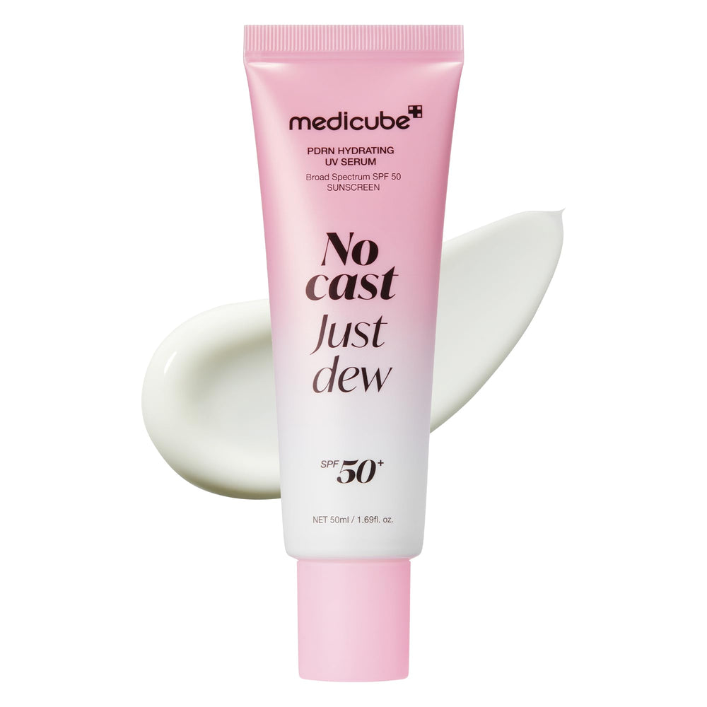 medicube front bottle of sun serum showing SPF50 for reliable daily protection