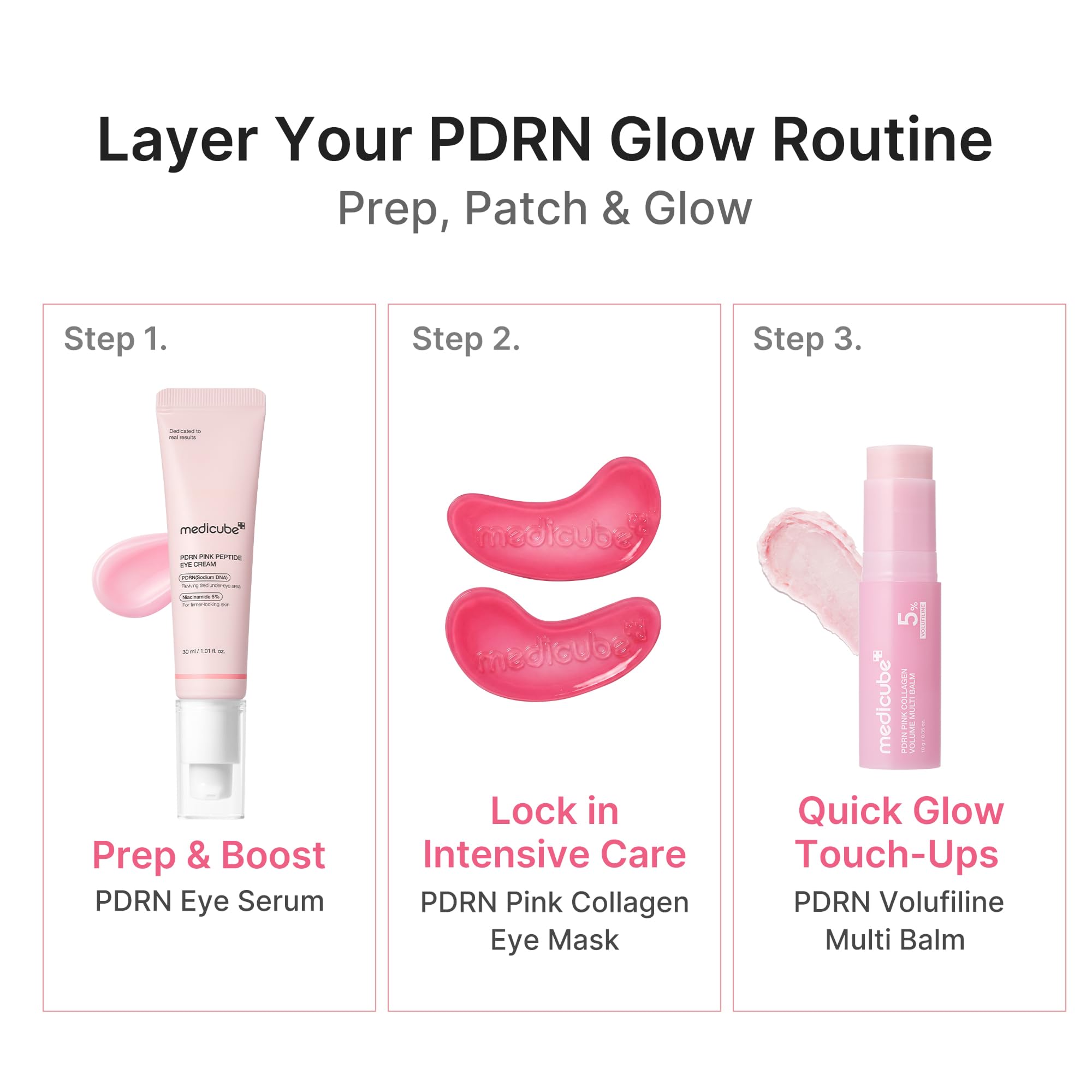 medicube ingredient visual of PDRN collagen NAD supporting skin renewal