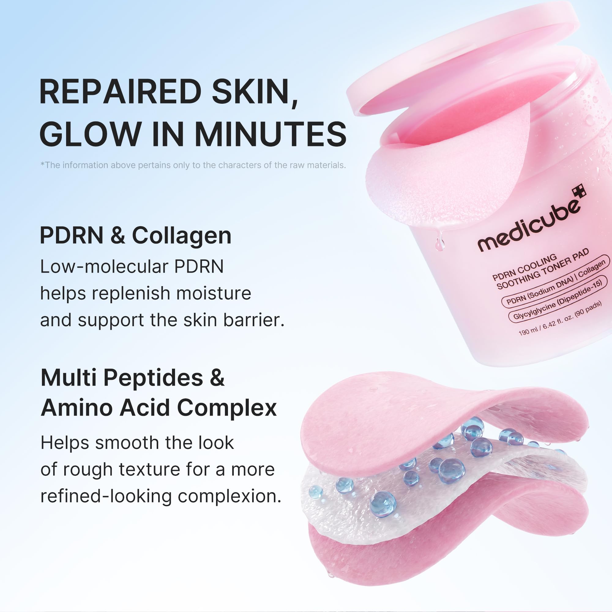 medicube close-up of pad texture showing soaked essence benefit