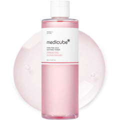 medicube front bottle view showing elegant pink toner and brand clarity