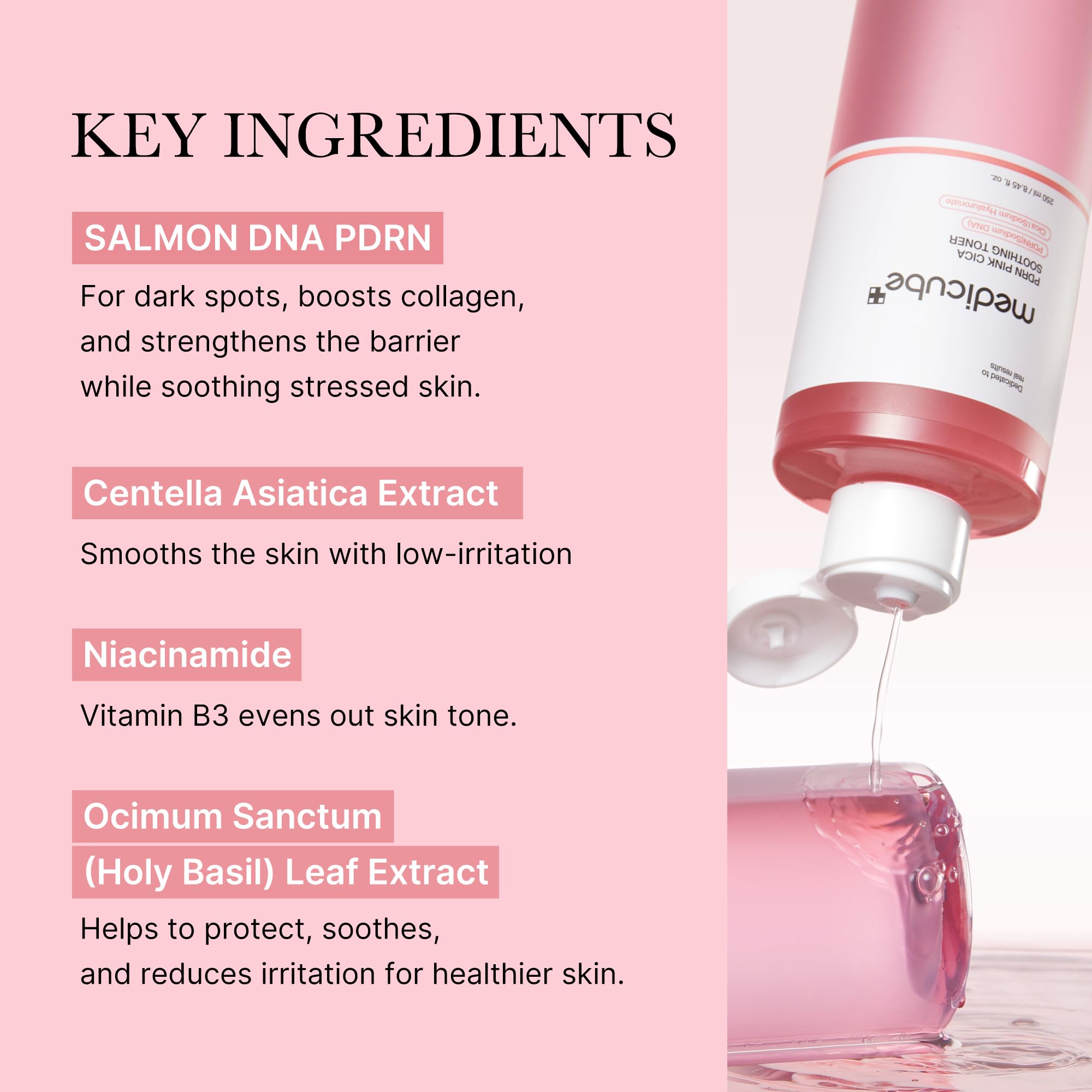 medicube close-up of toner texture highlighting lightweight absorption benefit