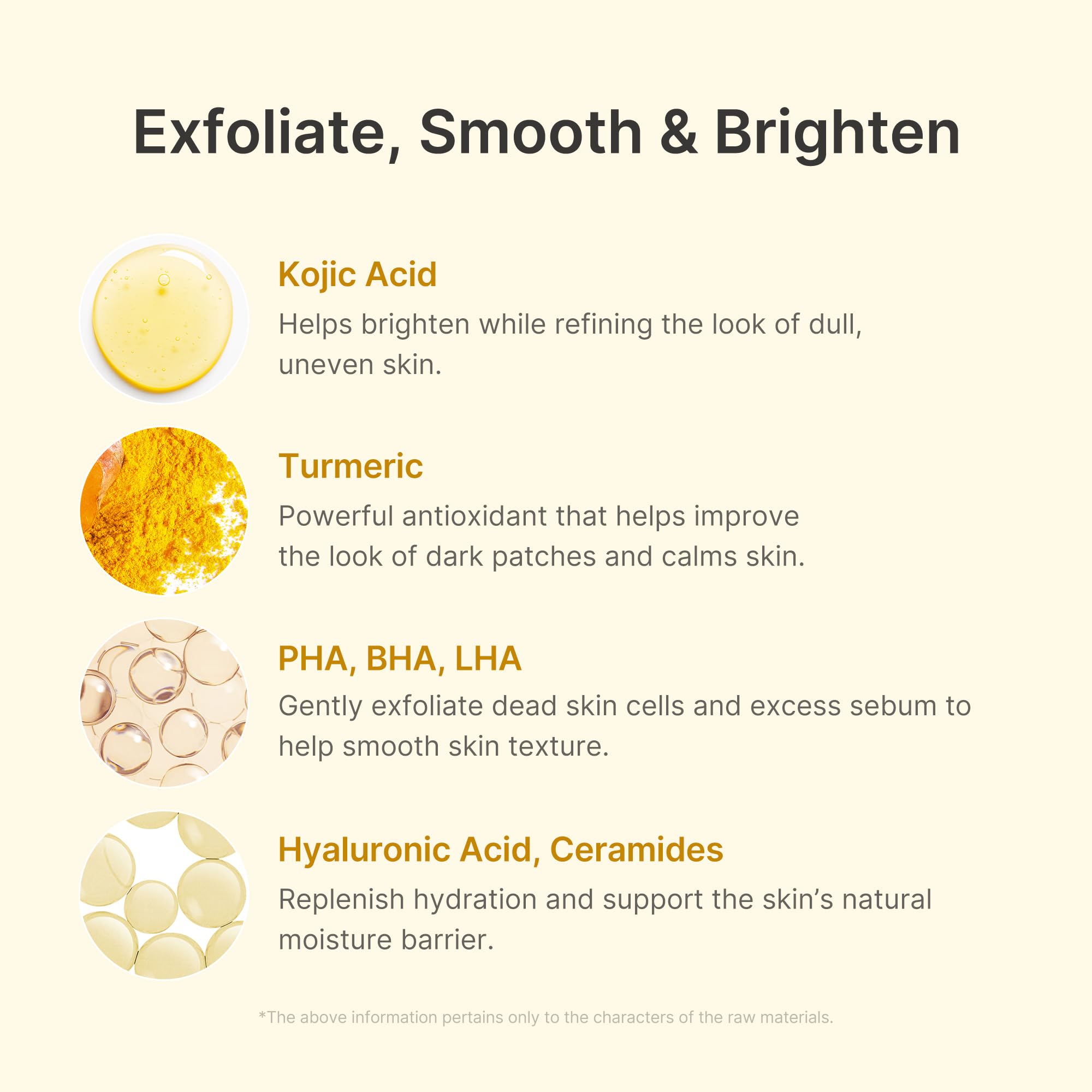 medicube ingredients label highlighting kojic acid turmeric and exfoliants