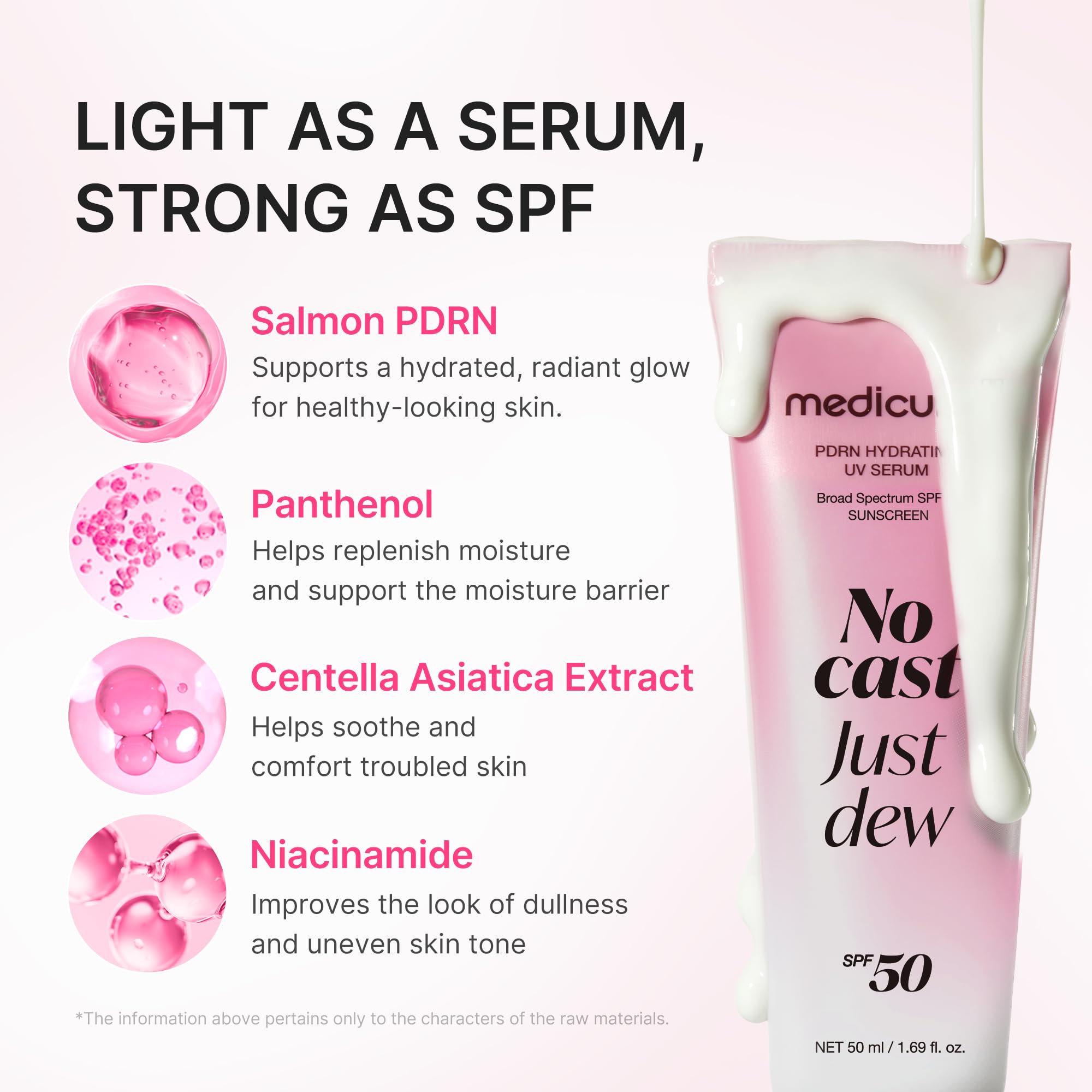 medicube close-up of dewy serum drop highlighting hydrating, lightweight texture