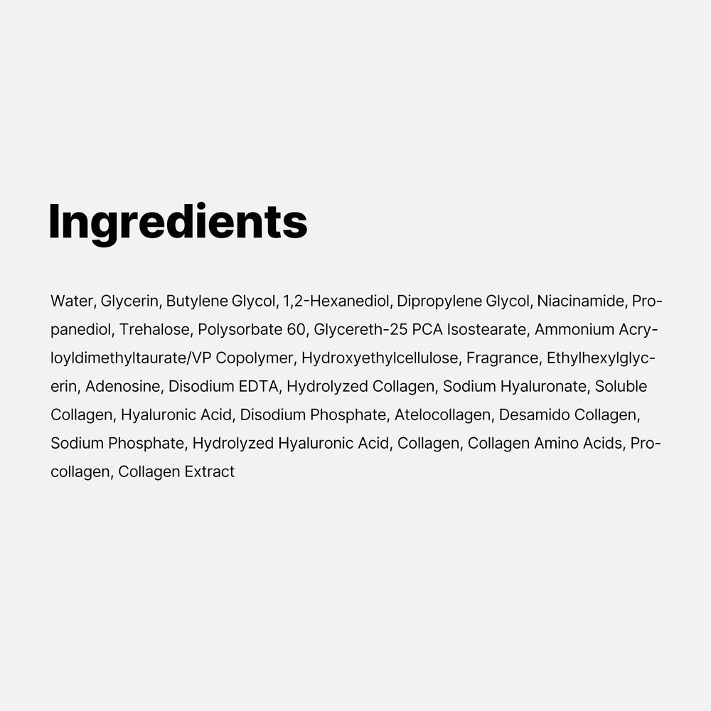 medicube ingredient label close-up showing triple collagen formulation clarity
