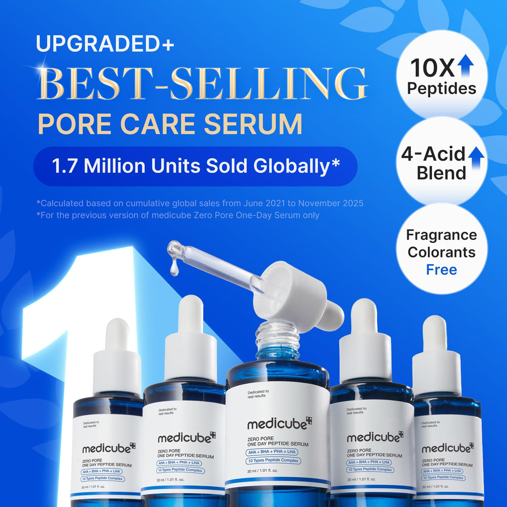 medicube pipette close-up dispensing serum, highlighting precision application and fast absorption
