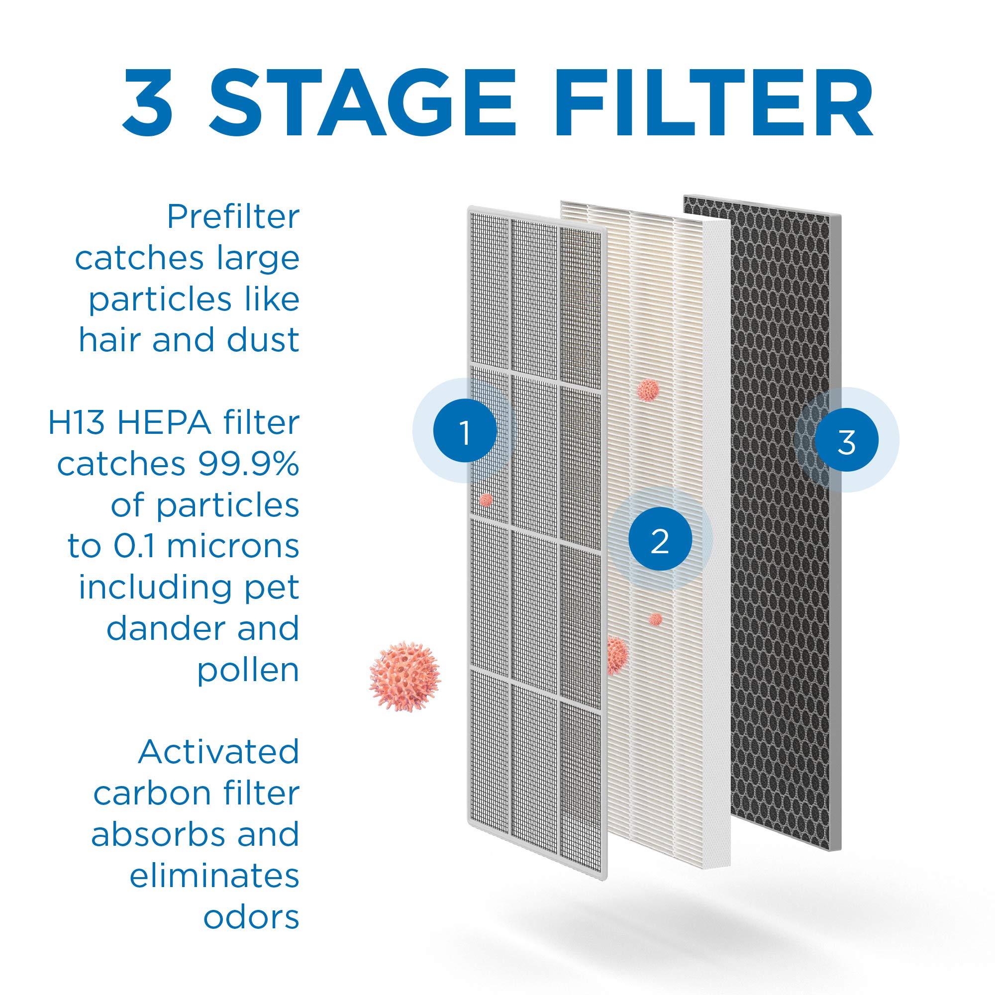 Medify Air filter next to common objects showing compact size and fit